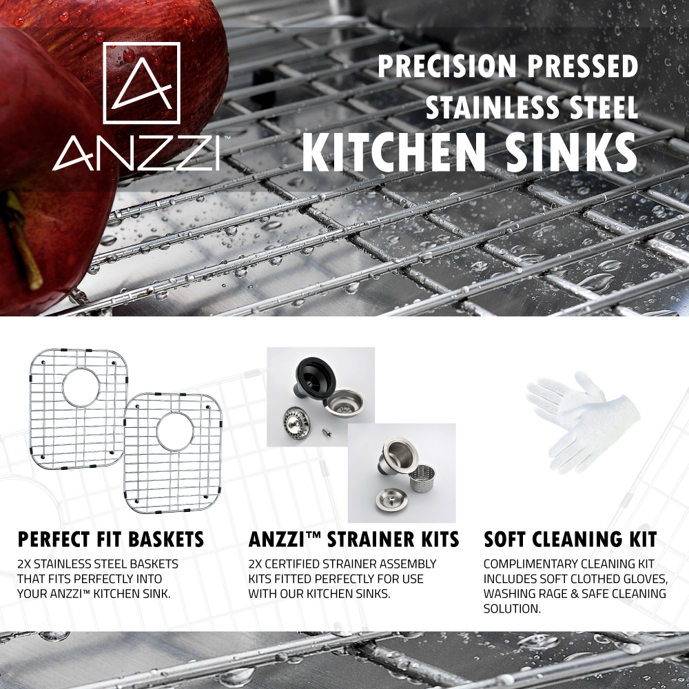 double sink fittings Anzzi KITCHEN - Kitchen Sinks - Undermount - Stainless Steel Steel