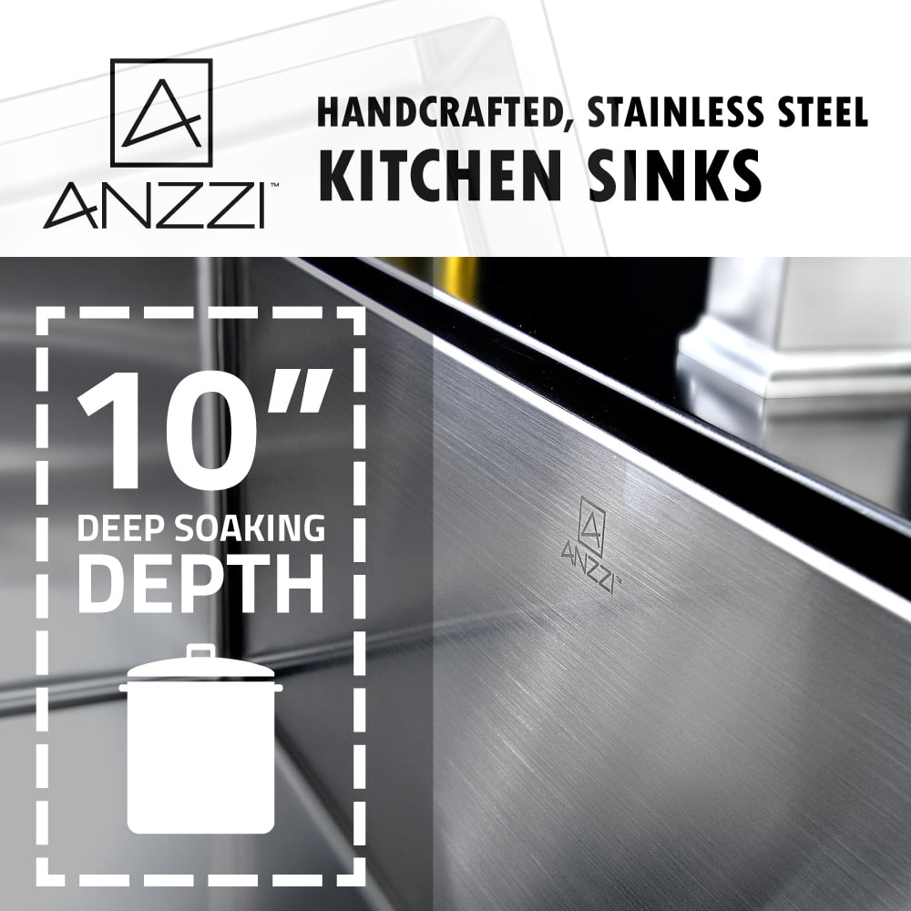 black farmhouse kitchen sink faucet Anzzi KITCHEN - Kitchen Sinks - Farmhouse - Stainless Steel Steel