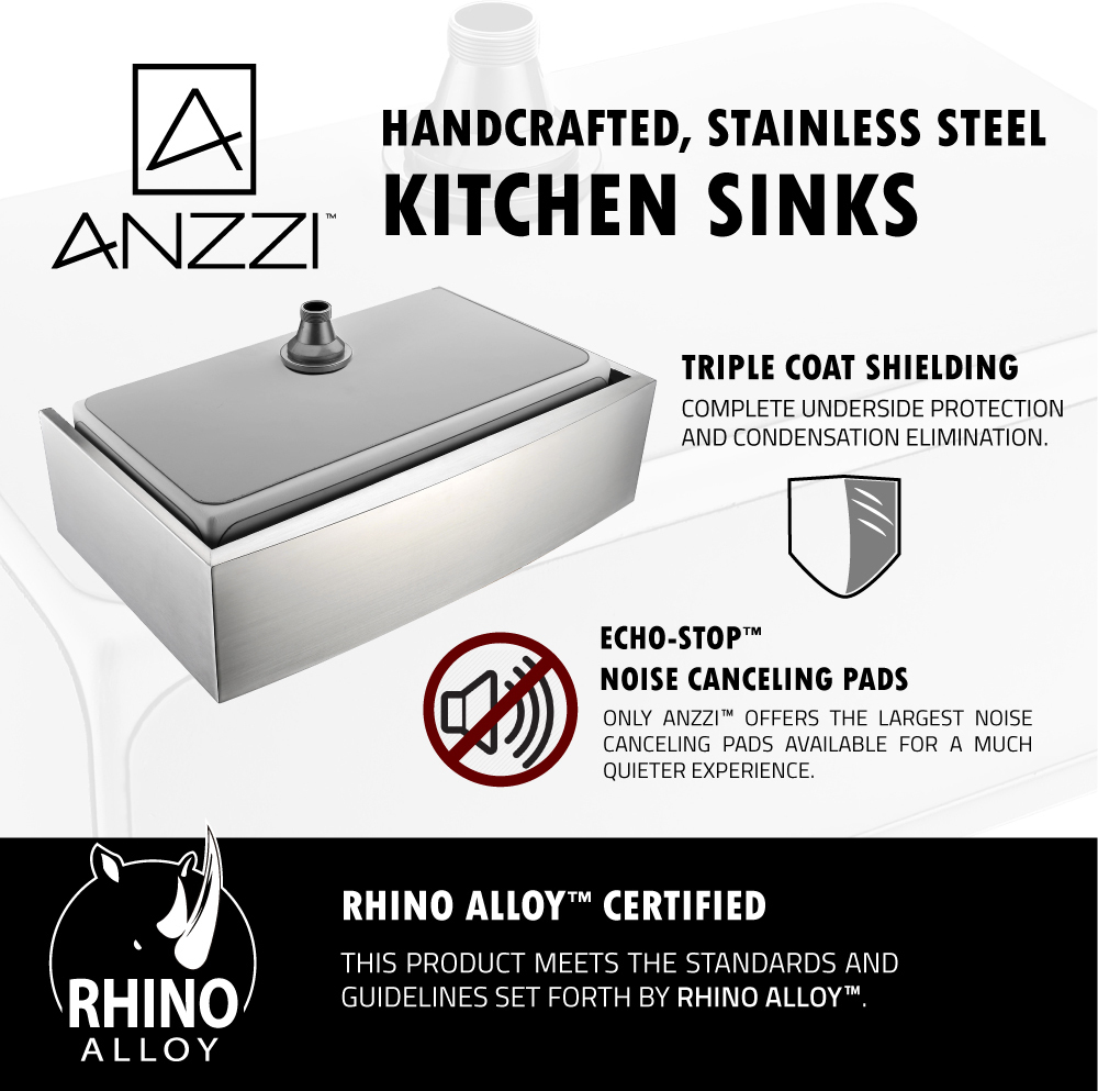 drop in one bowl kitchen sink Anzzi KITCHEN - Kitchen Sinks - Farmhouse - Stainless Steel Steel