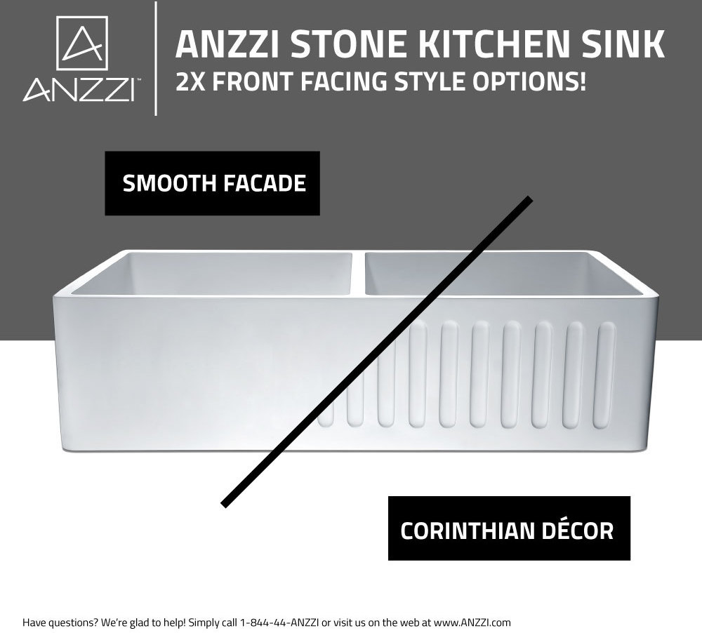 kitchen sink stainless steel drop in double bowl Anzzi KITCHEN - Kitchen Sinks - Farmhouse - Man Made Stone White