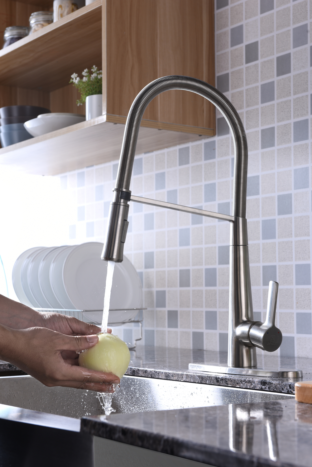 matte black sink tap Anzzi KITCHEN - Kitchen Faucets - Pull Down Nickel