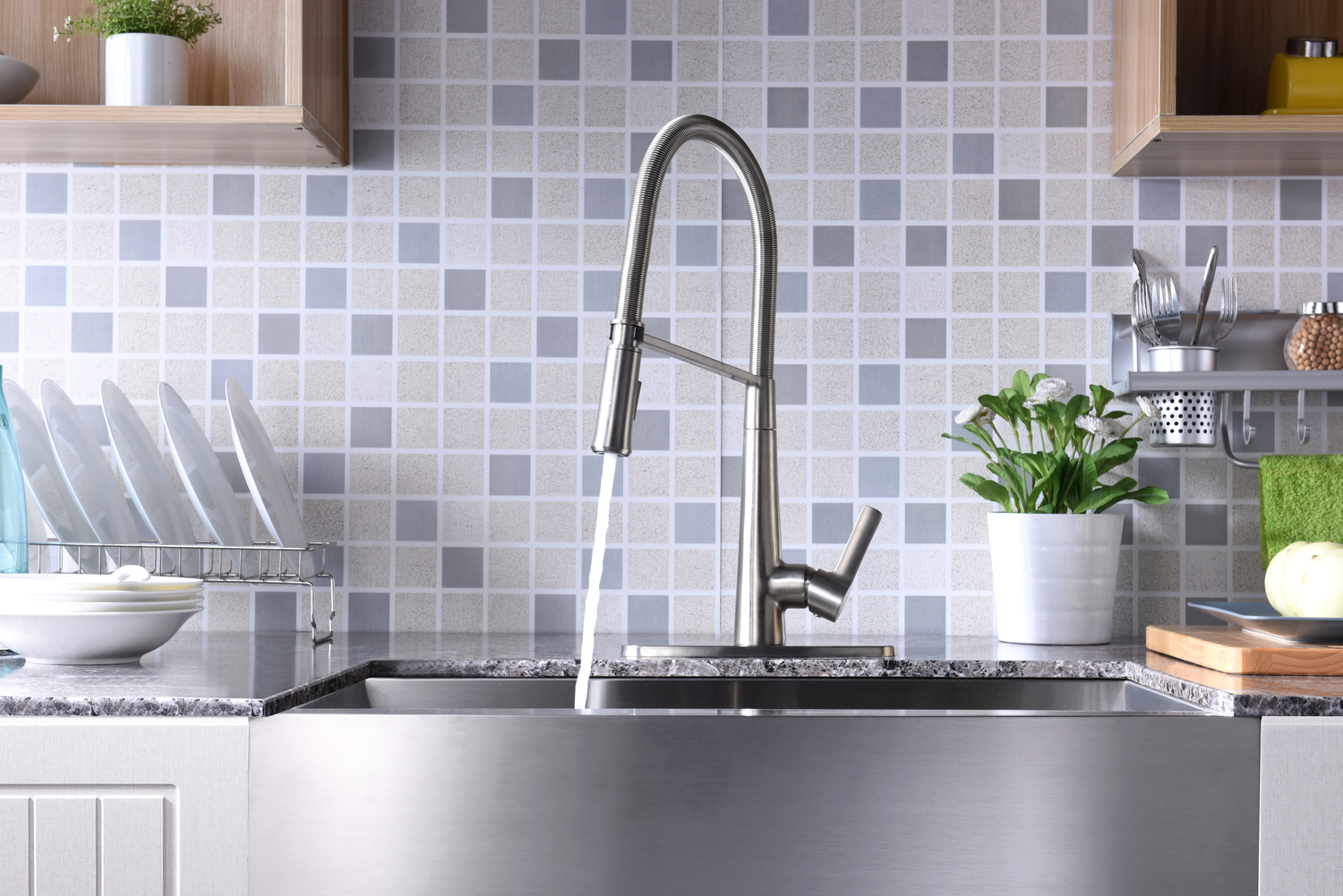 matte black sink tap Anzzi KITCHEN - Kitchen Faucets - Pull Down Nickel