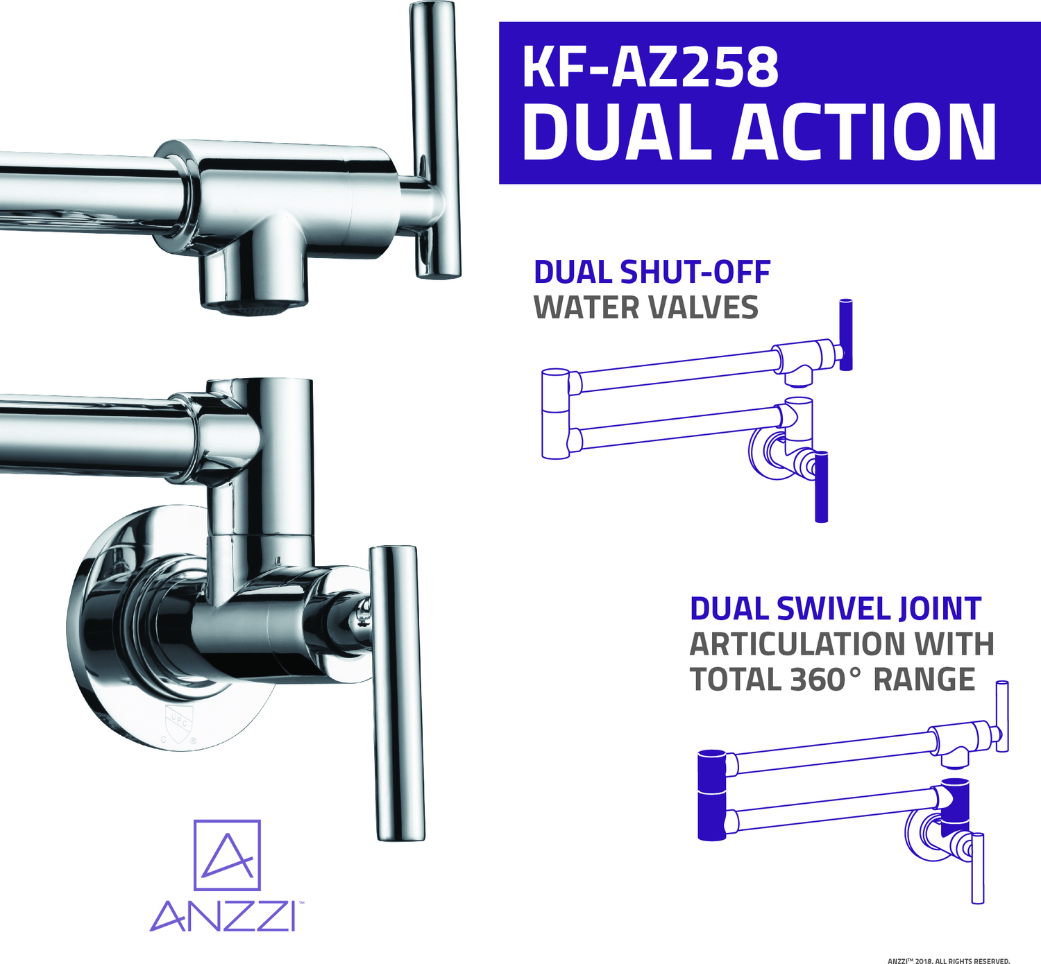  Anzzi KITCHEN - Kitchen Faucets - Pot Filler Pot Fillers Chrome