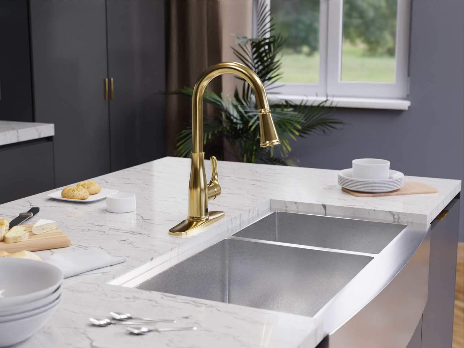 24 sink kitchen Anzzi KITCHEN - Kitchen Faucets - Pull Down Gold