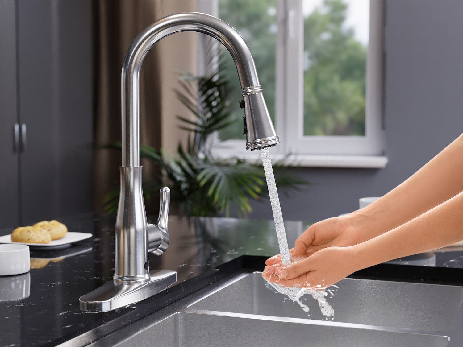 kitchen sink tap spray attachment Anzzi KITCHEN - Kitchen Faucets - Pull Down Silver