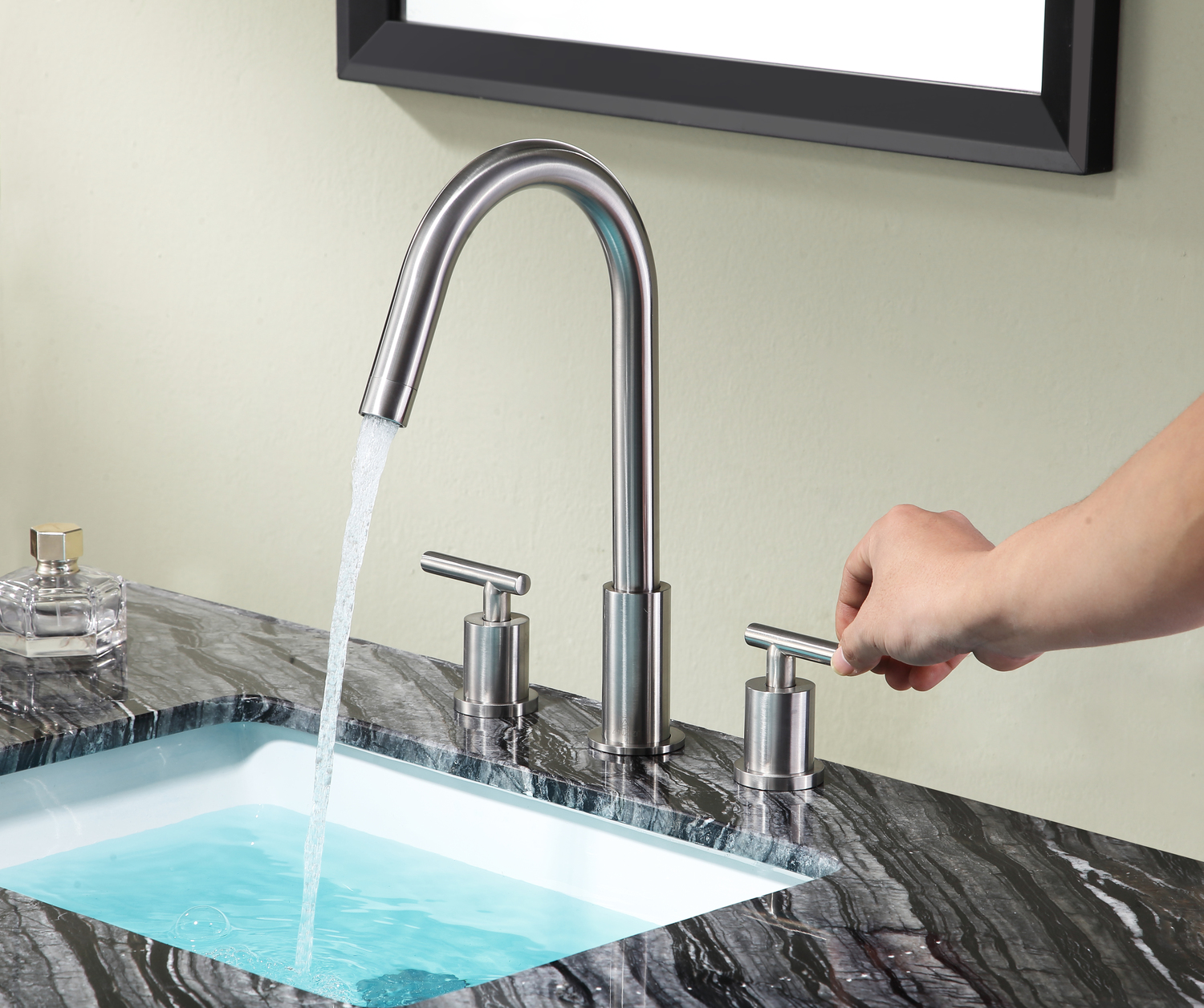 powder room sink and vanity Anzzi BATHROOM - Faucets - Bathroom Sink Faucets - Wide Spread Nickel
