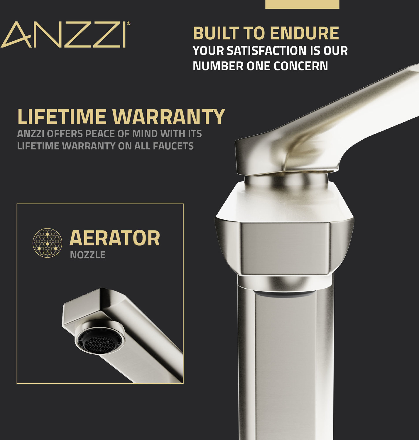 vessel sink faucet gold Anzzi BATHROOM - Faucets - Bathroom Sink Faucets - Single Hole Nickel