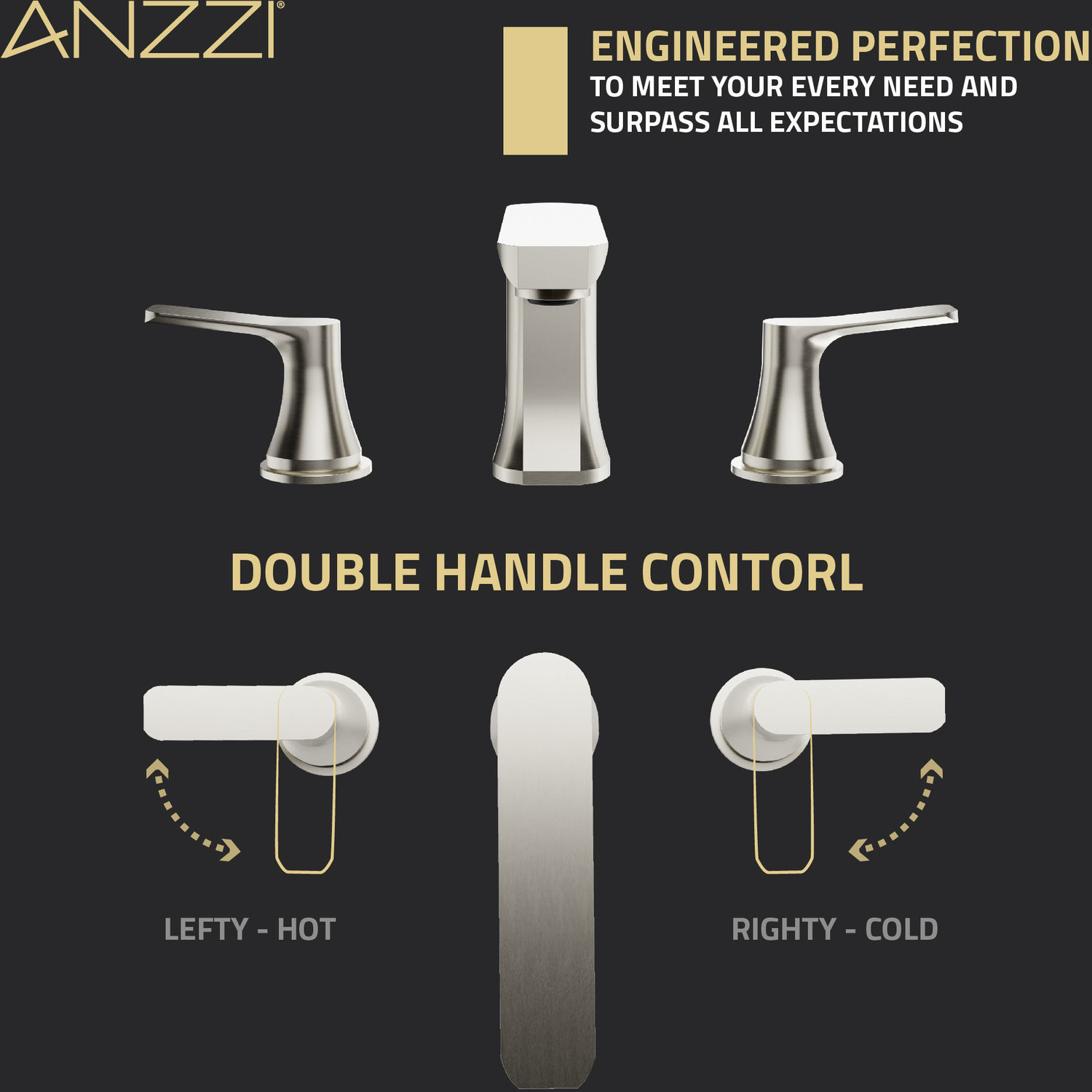 bathroom sink faucet knobs Anzzi BATHROOM - Faucets - Bathroom Sink Faucets - Wide Spread Nickel