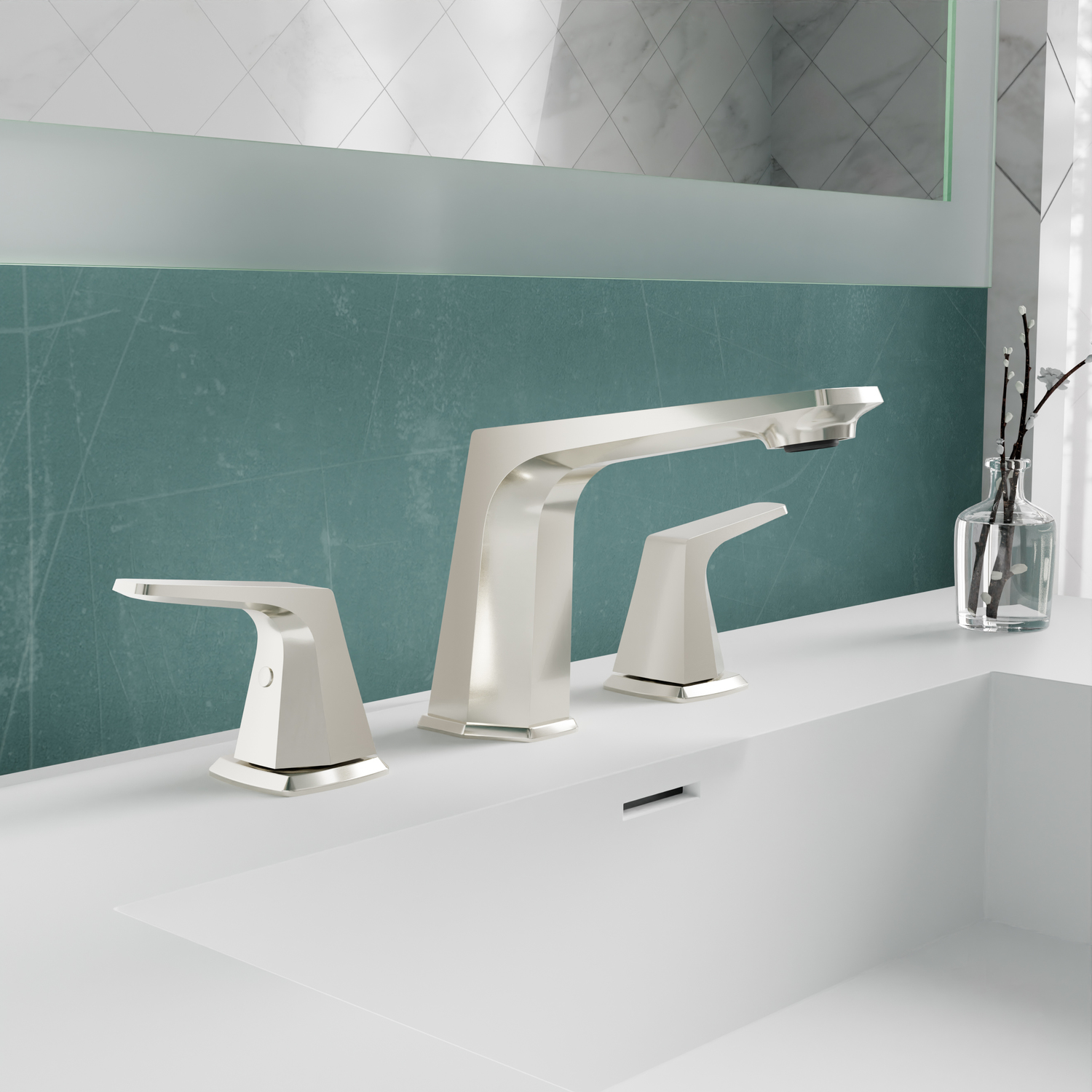 bathroom single Anzzi BATHROOM - Faucets - Bathroom Sink Faucets - Wide Spread Nickel