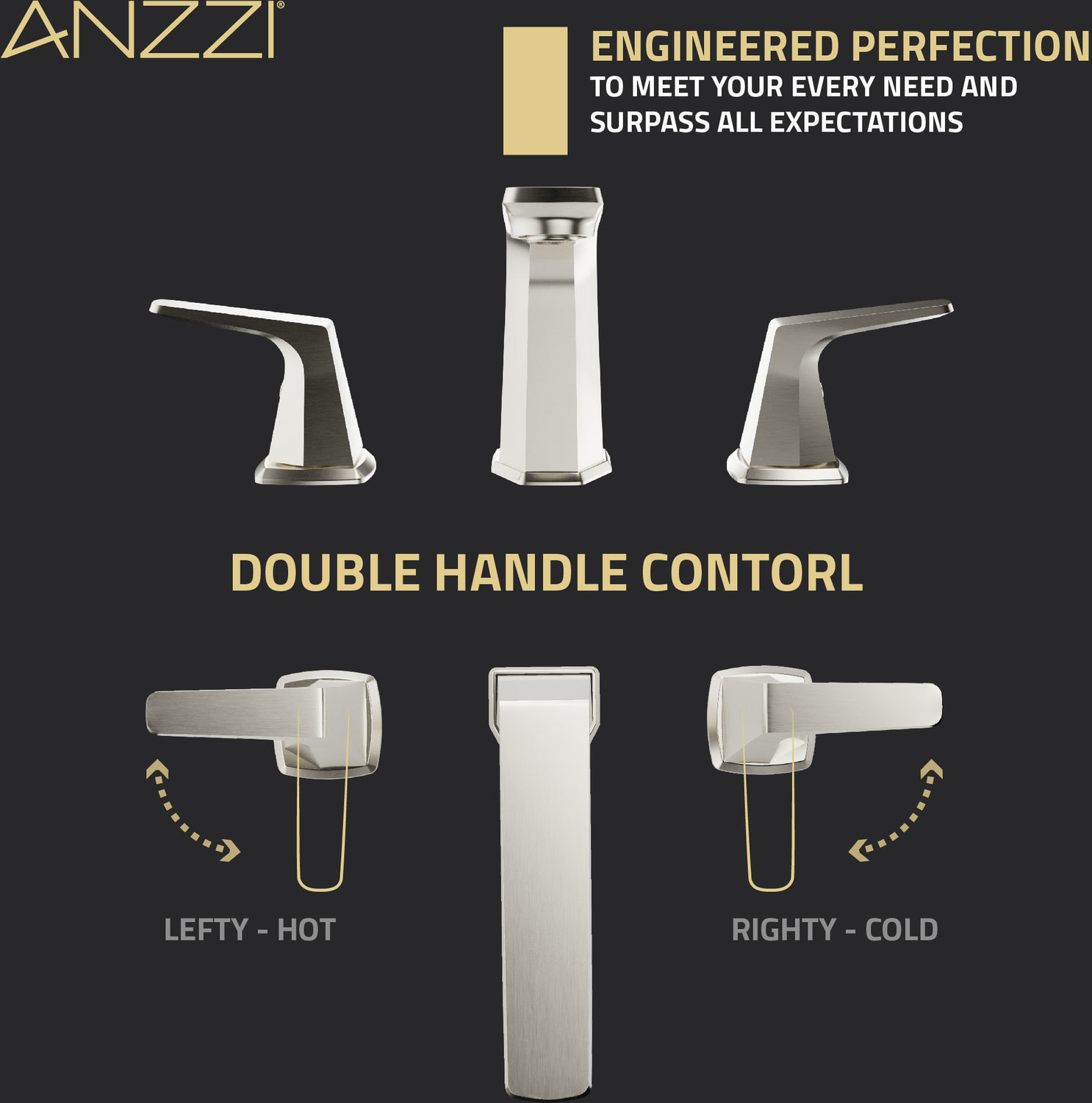 bathroom single Anzzi BATHROOM - Faucets - Bathroom Sink Faucets - Wide Spread Nickel