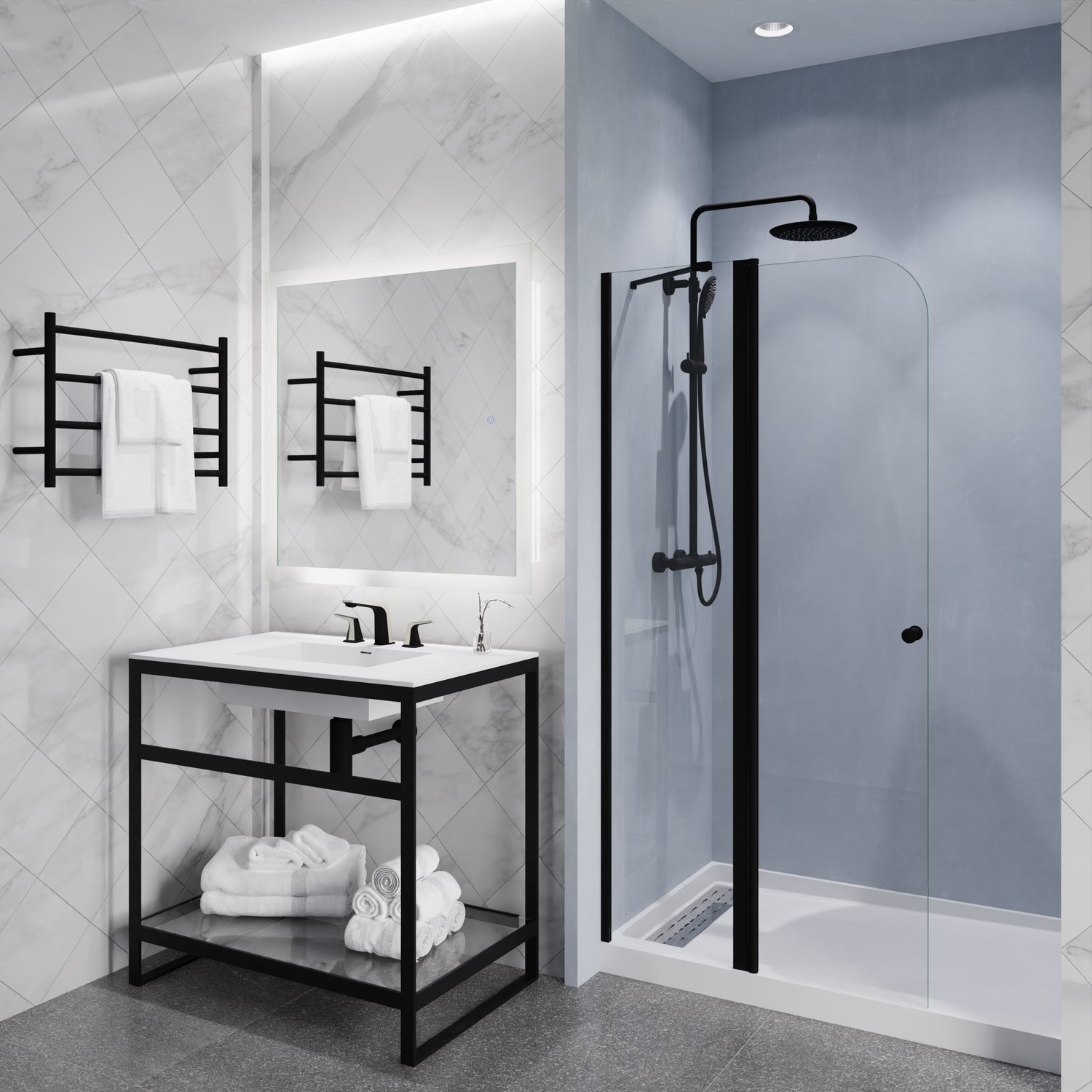 bathroom bathroom vanity Anzzi BATHROOM - Faucets - Bathroom Sink Faucets - Wide Spread Black