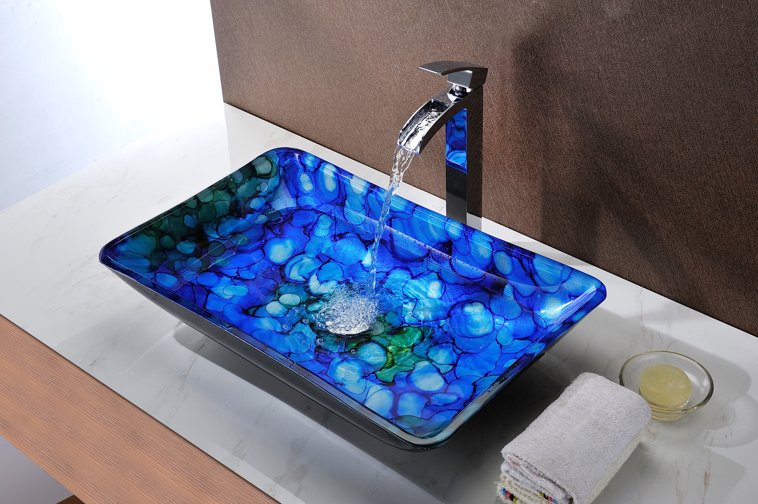 black vanity ideas Anzzi BATHROOM - Sinks - Vessel - Tempered Glass Blue