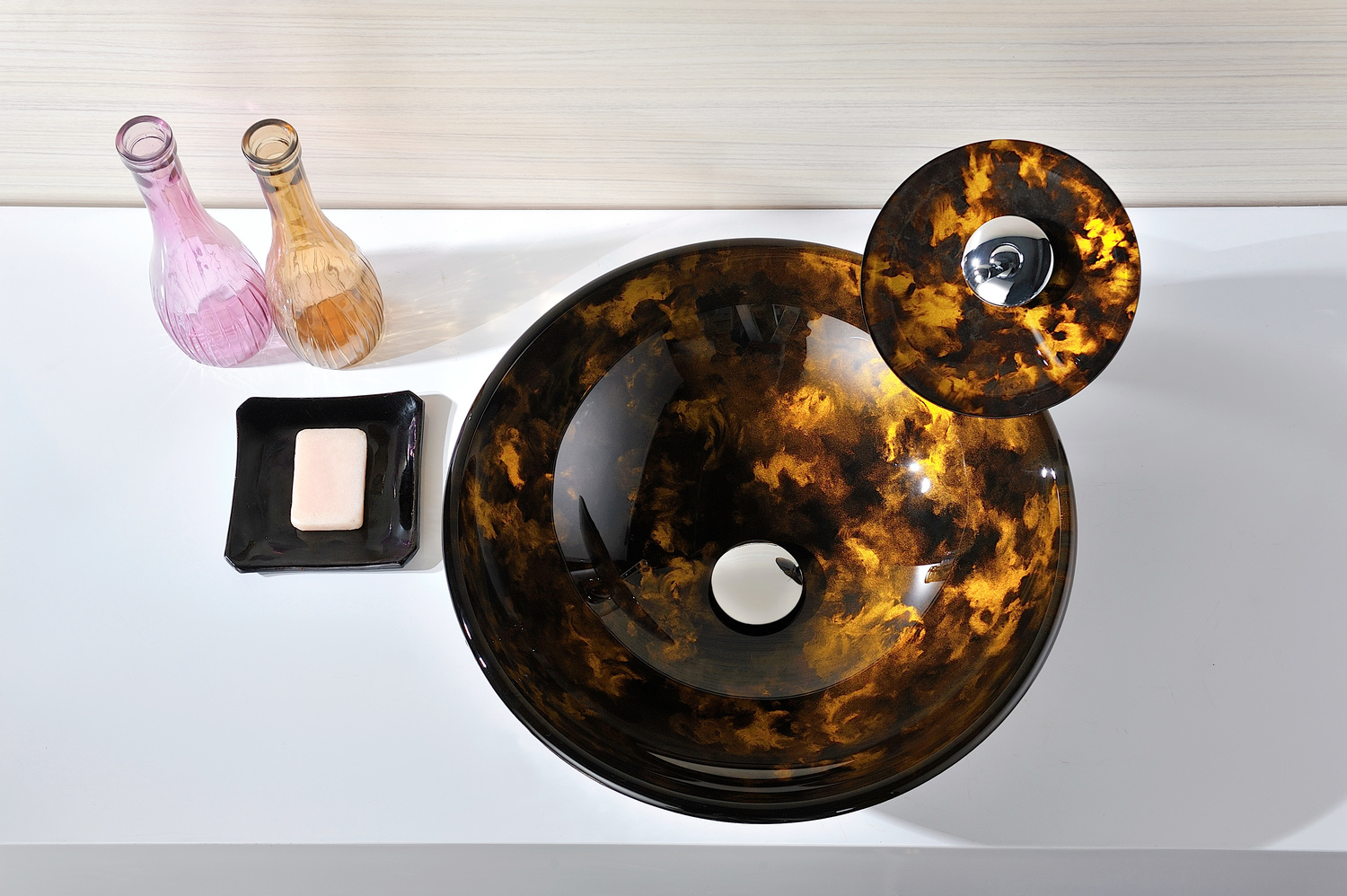 free floating bathroom vanity Anzzi BATHROOM - Sinks - Vessel - Tempered Glass Brown