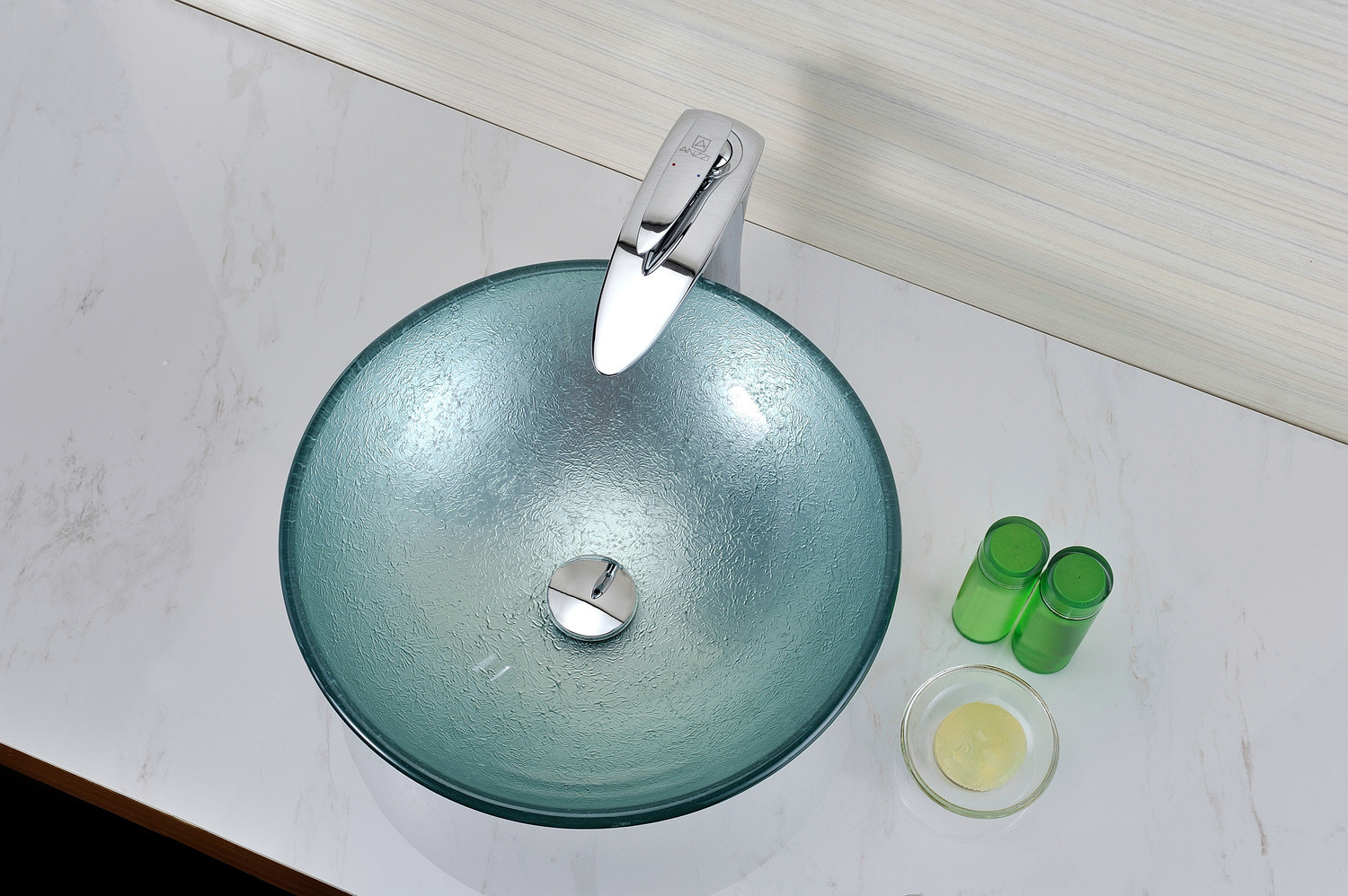 vanity top basin Anzzi BATHROOM - Sinks - Vessel - Tempered Glass Silver