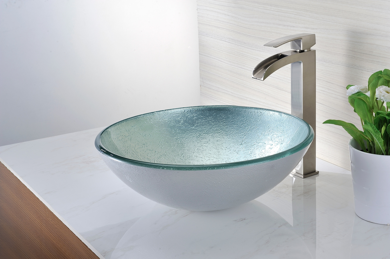 vanity top basin Anzzi BATHROOM - Sinks - Vessel - Tempered Glass Silver