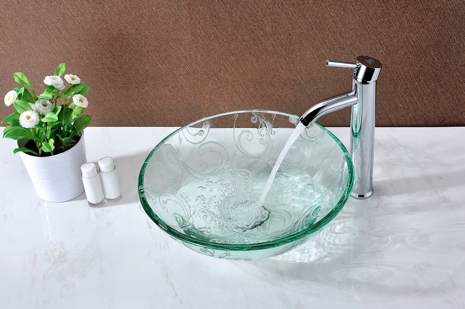 dark blue vanity bathroom Anzzi BATHROOM - Sinks - Vessel - Tempered Glass Clear