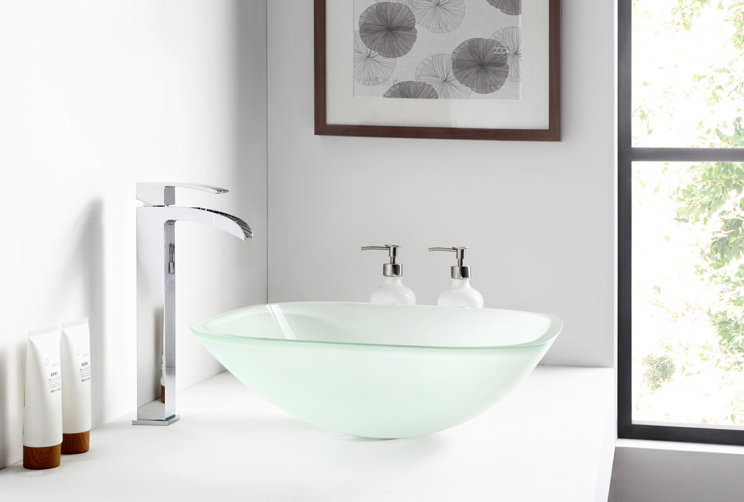 17 in depth bathroom vanity Anzzi BATHROOM - Sinks - Vessel - Tempered Glass Off-White