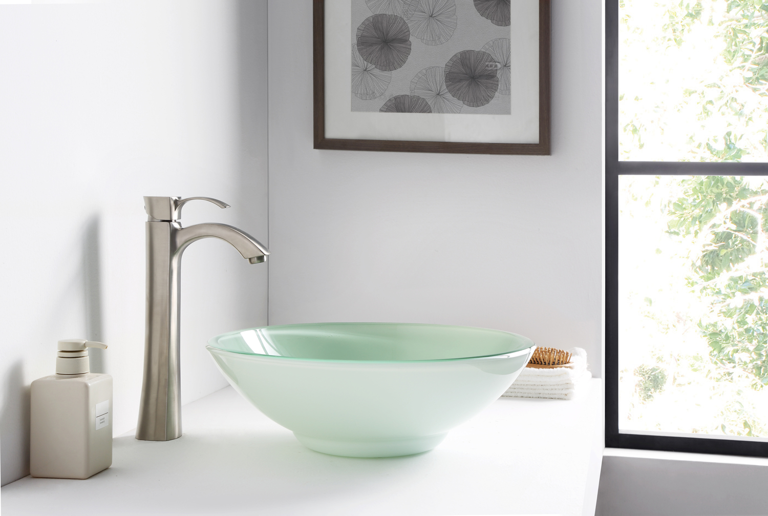bathroom basin cover Anzzi BATHROOM - Sinks - Vessel - Tempered Glass Green