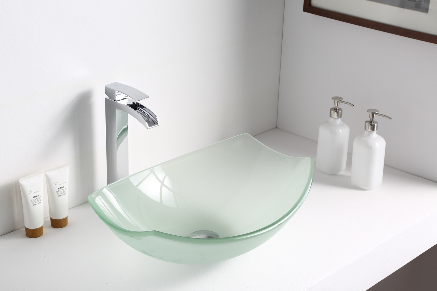 black and white bathroom vanity Anzzi BATHROOM - Sinks - Vessel - Tempered Glass Green