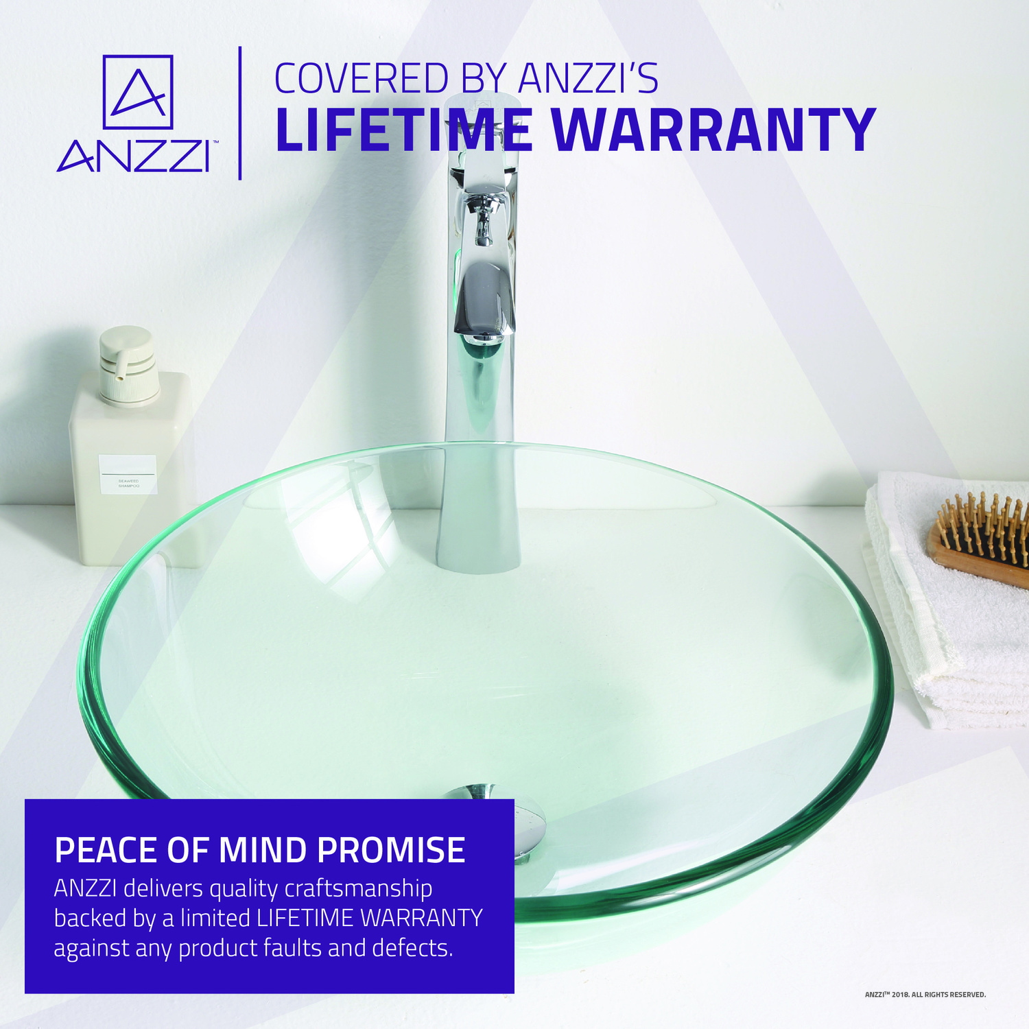 wc vanity unit Anzzi BATHROOM - Sinks - Vessel - Tempered Glass Clear