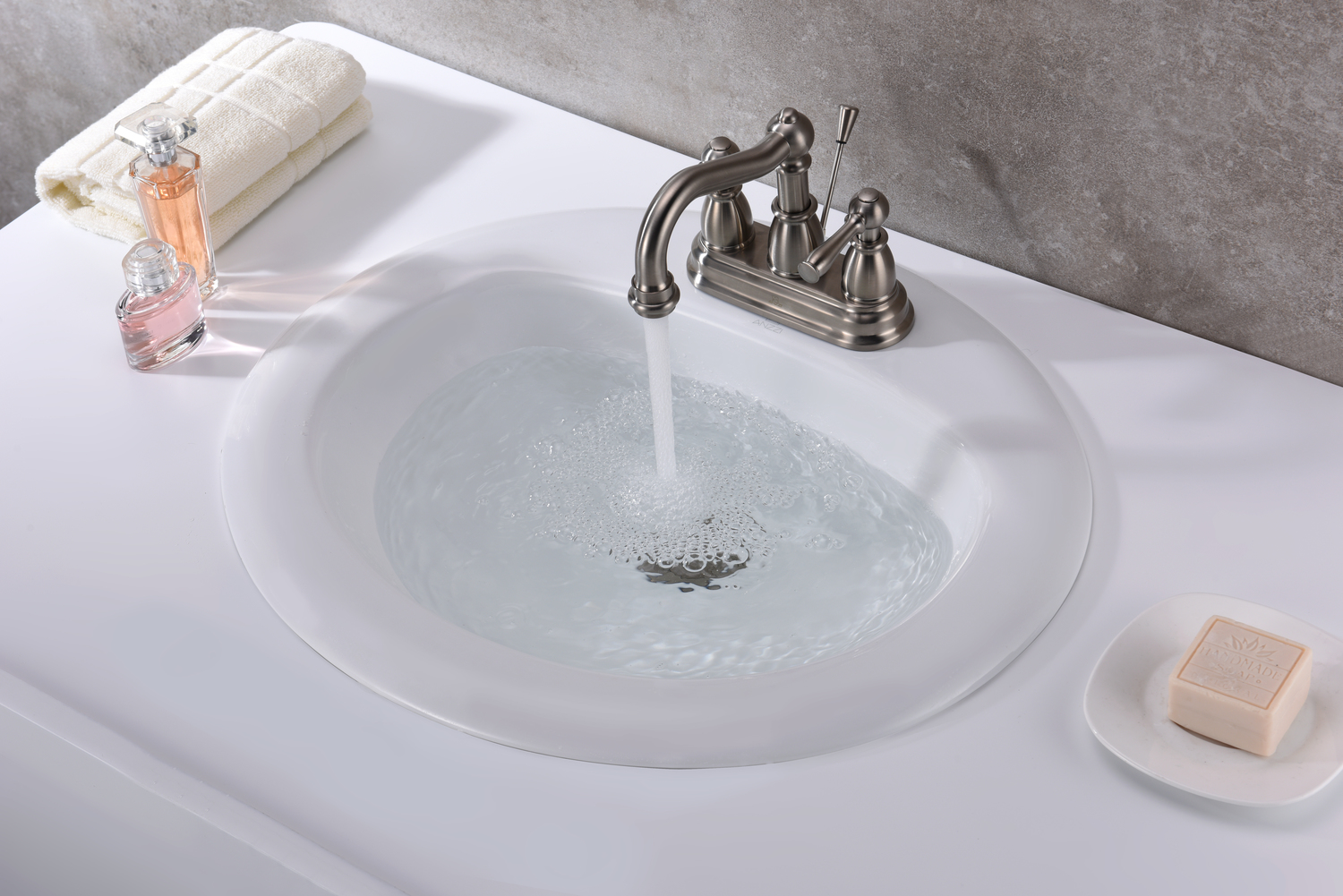 white gold bathroom vanity Anzzi BATHROOM - Sinks - Drop-in - Ceramic / Procelain White