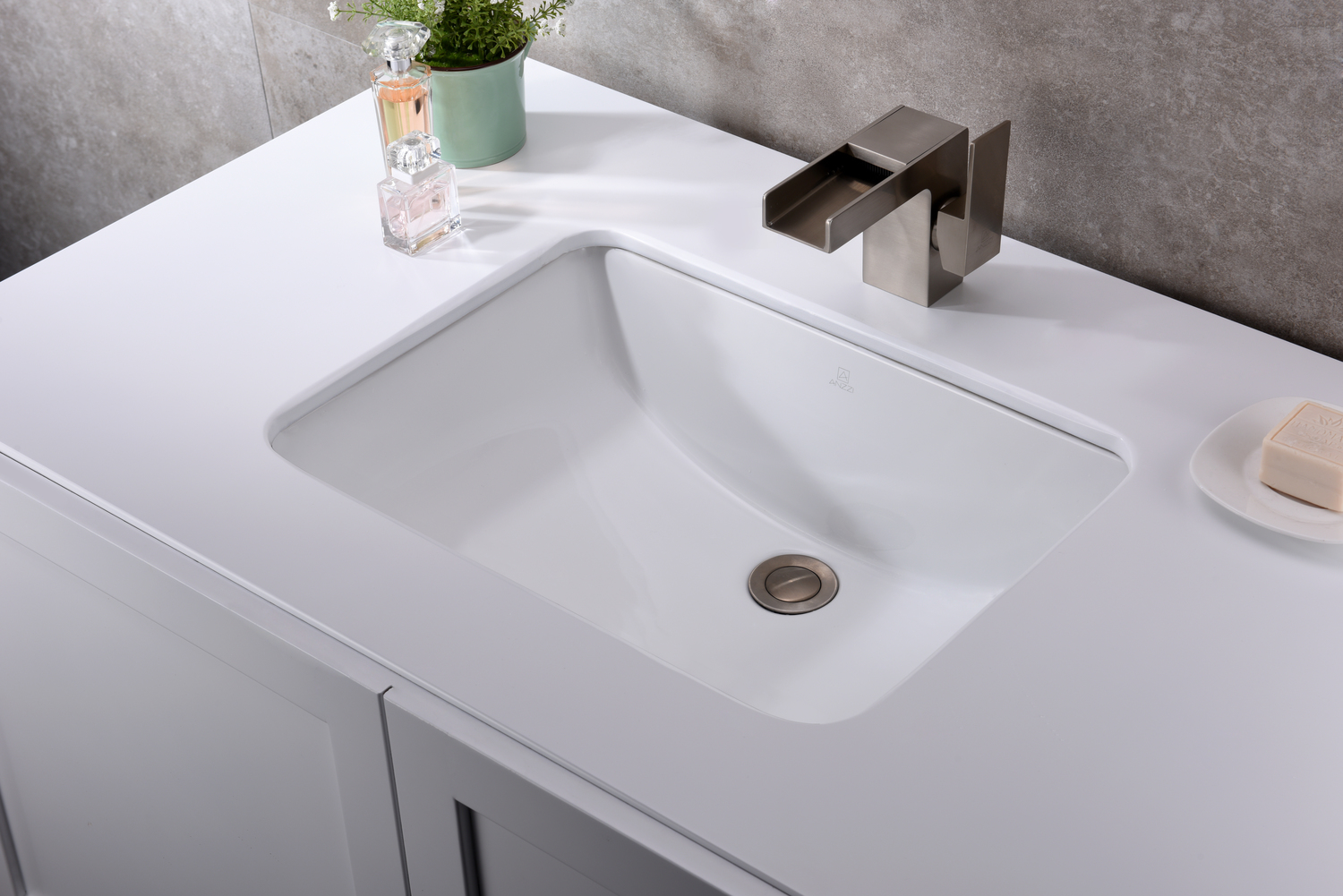 black and white basin Anzzi BATHROOM - Sinks - Under Mount - Ceramic / Procelain White