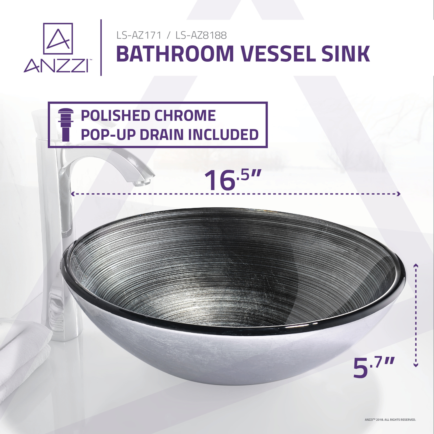 vanity corner sink Anzzi BATHROOM - Sinks - Vessel - Tempered Glass Gray
