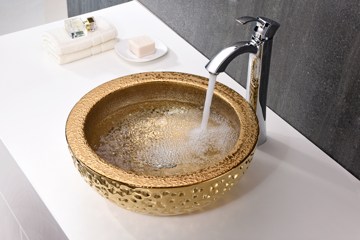 wc basin unit Anzzi BATHROOM - Sinks - Vessel - Tempered Glass Gold