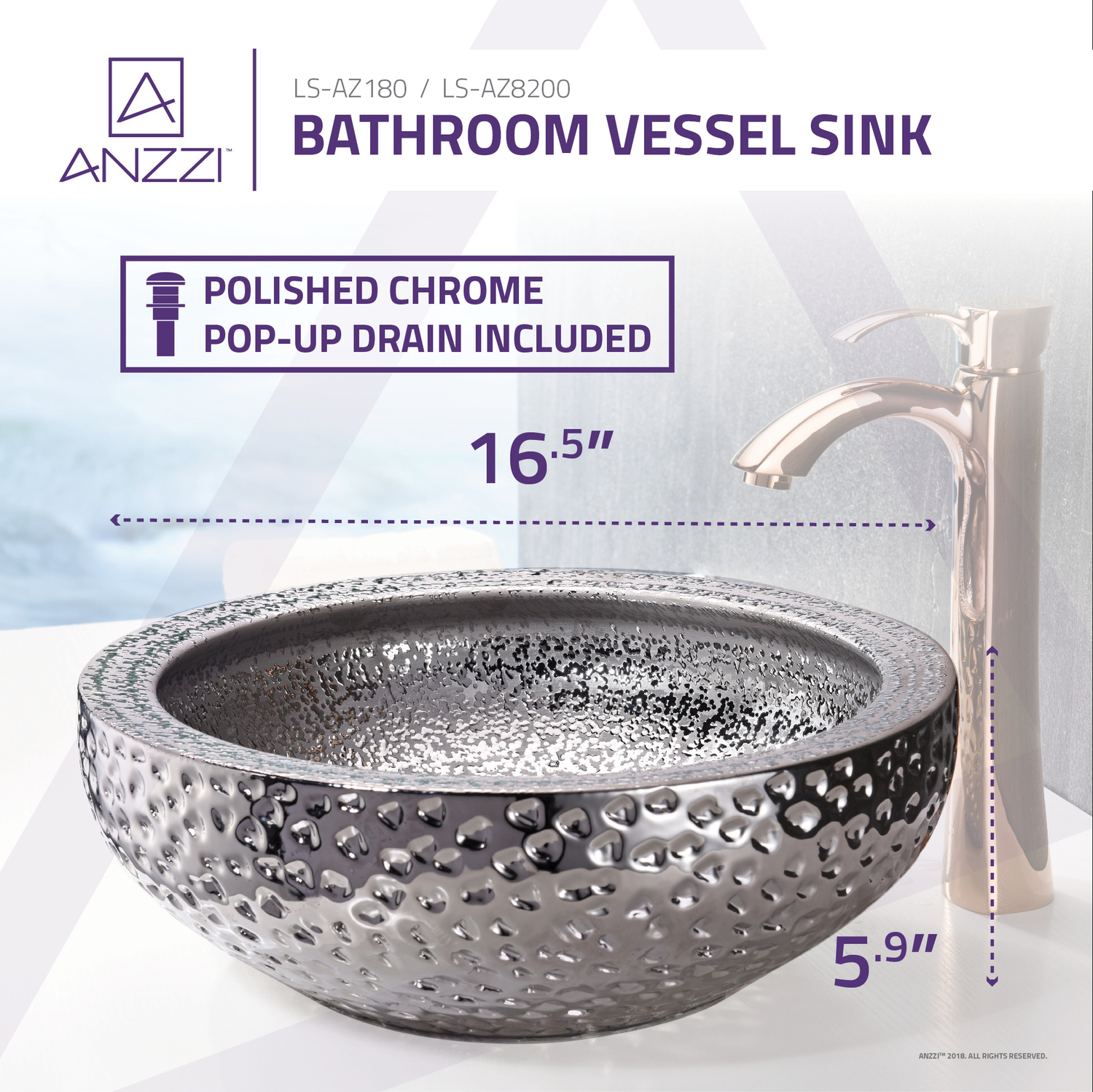 grey floating vanity Anzzi BATHROOM - Sinks - Vessel - Tempered Glass Silver