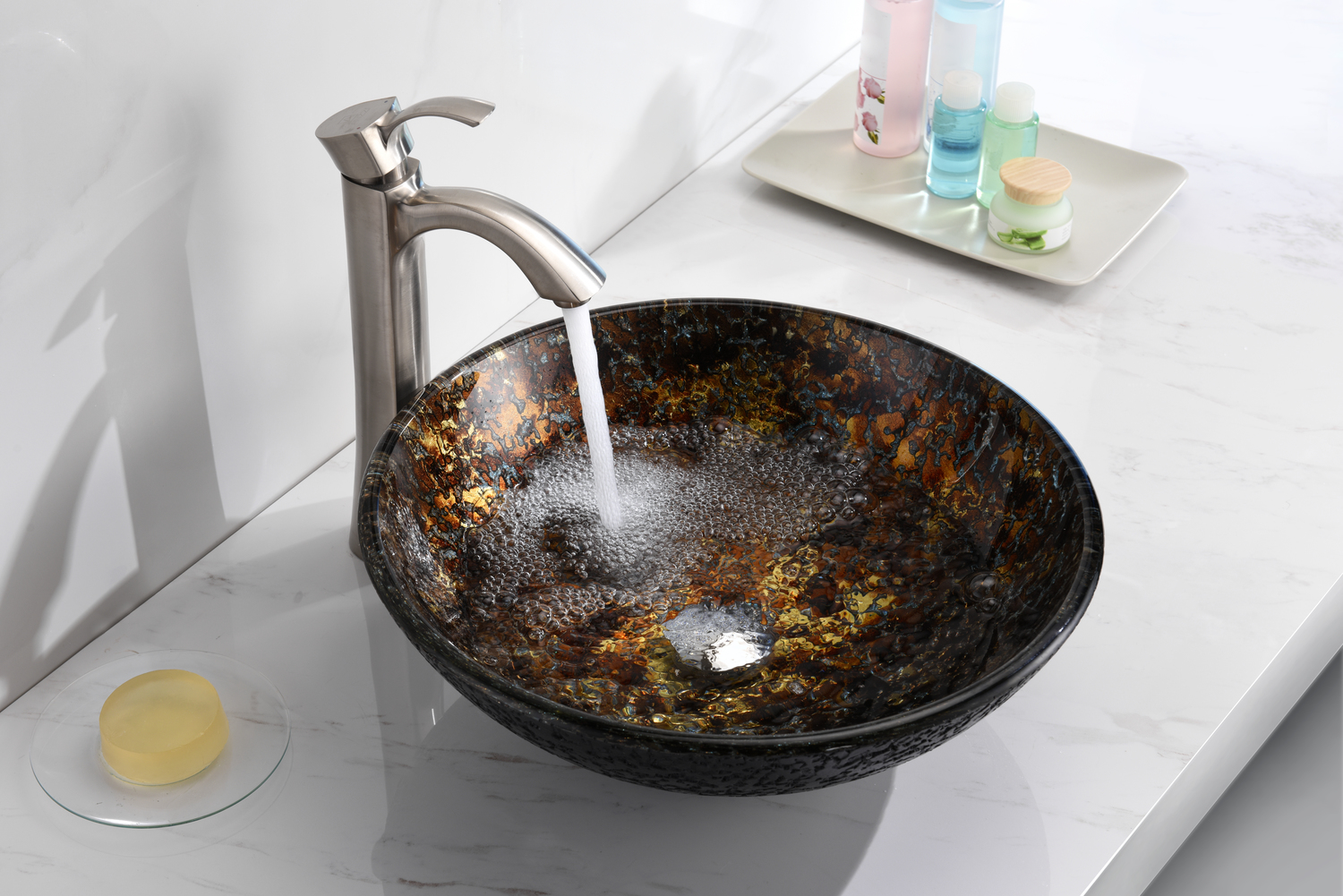 Anzzi BATHROOM - Sinks - Vessel - Tempered Glass Bathroom Vanity Sinks Brown