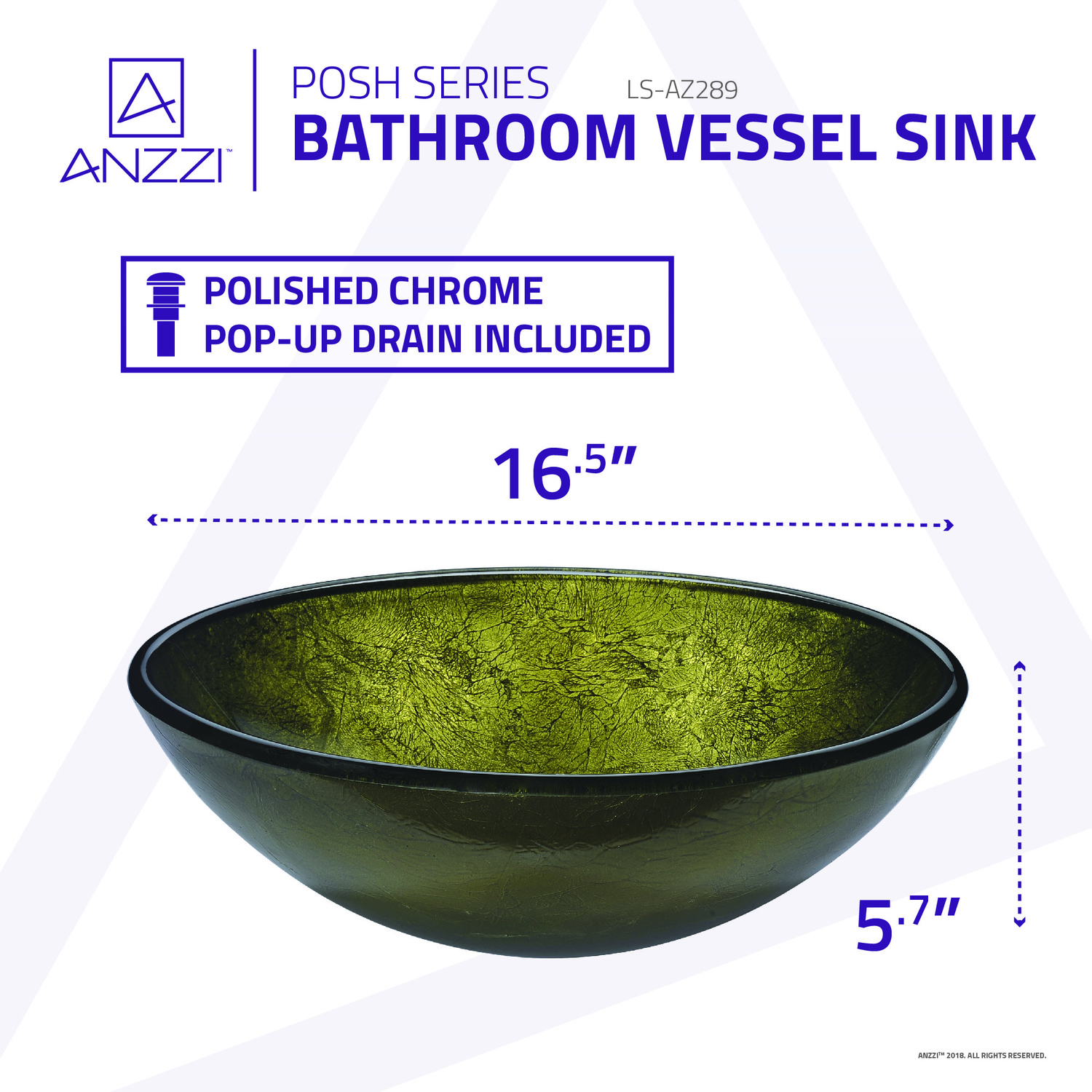 single sink vanity with top Anzzi BATHROOM - Sinks - Vessel - Tempered Glass Gold