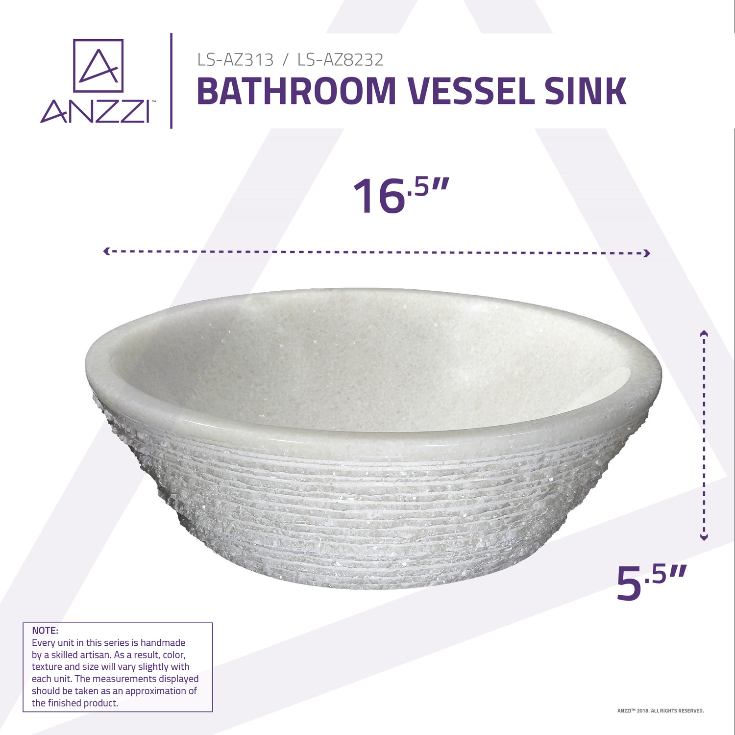 bathroom vanity with raised sink Anzzi BATHROOM - Sinks - Vessel - Man Made Stone White