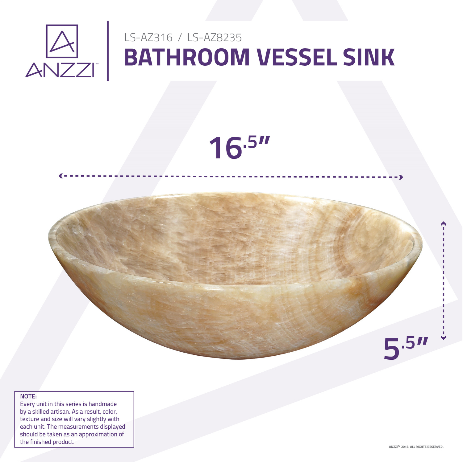 modern vanity Anzzi BATHROOM - Sinks - Vessel - Man Made Stone Tan