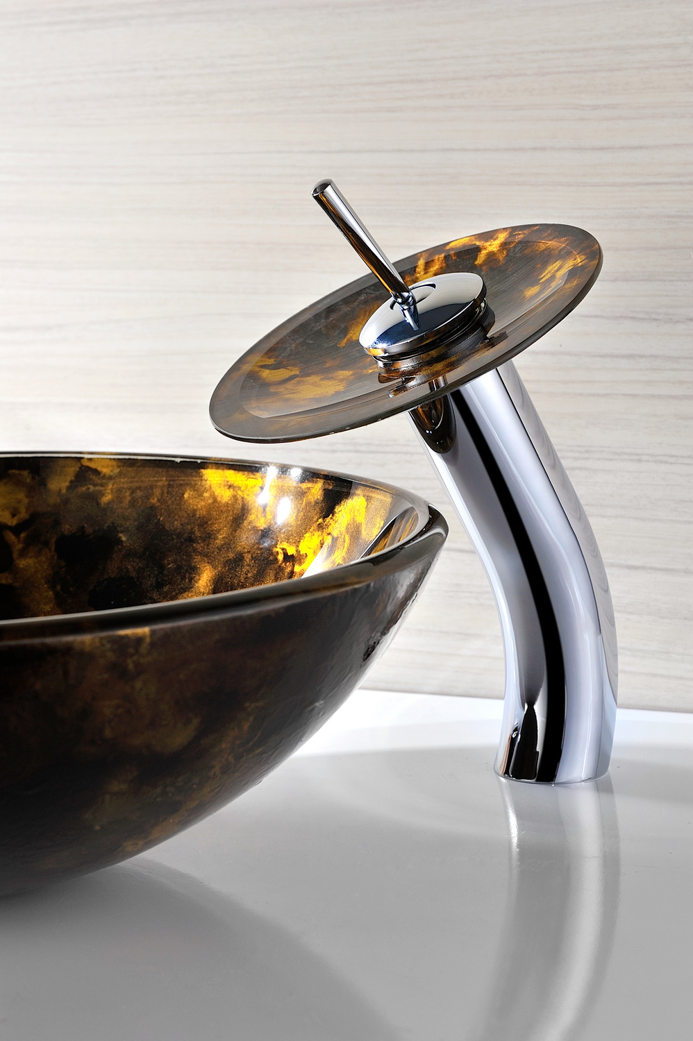 black vanity drain Anzzi BATHROOM - Sinks - Vessel - Tempered Glass Brown