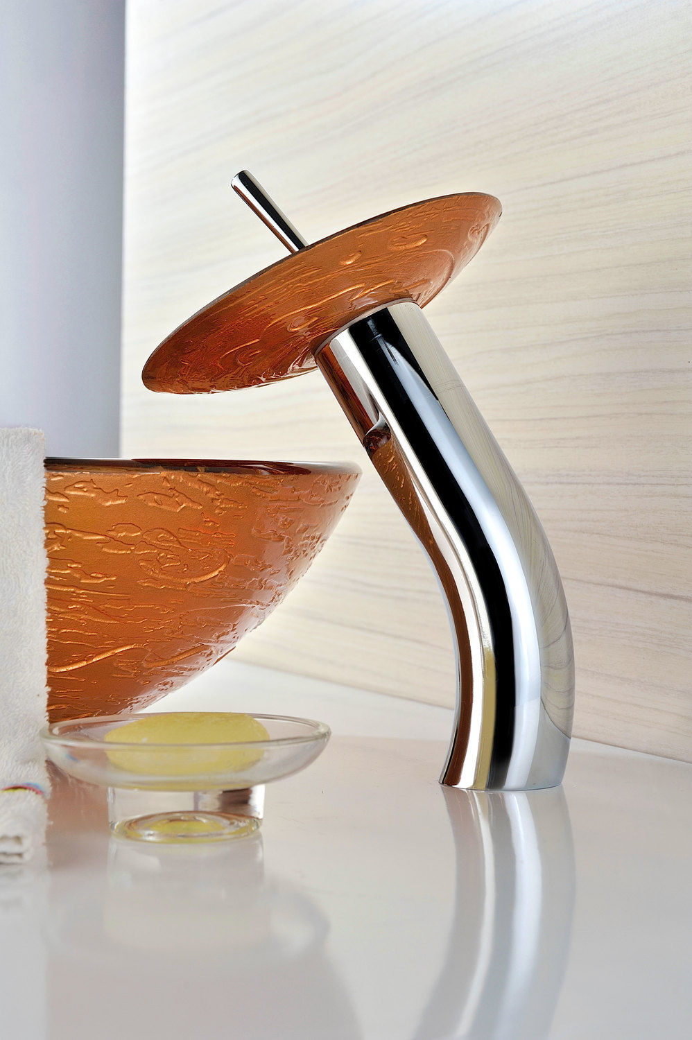 green bathroom vanity unit Anzzi BATHROOM - Sinks - Vessel - Tempered Glass Brown
