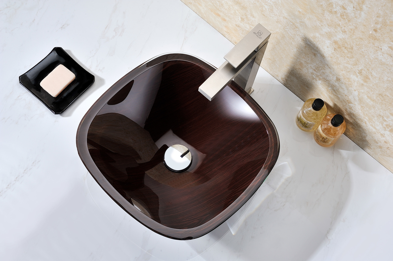 vanity bowl Anzzi BATHROOM - Sinks - Vessel - Tempered Glass Brown