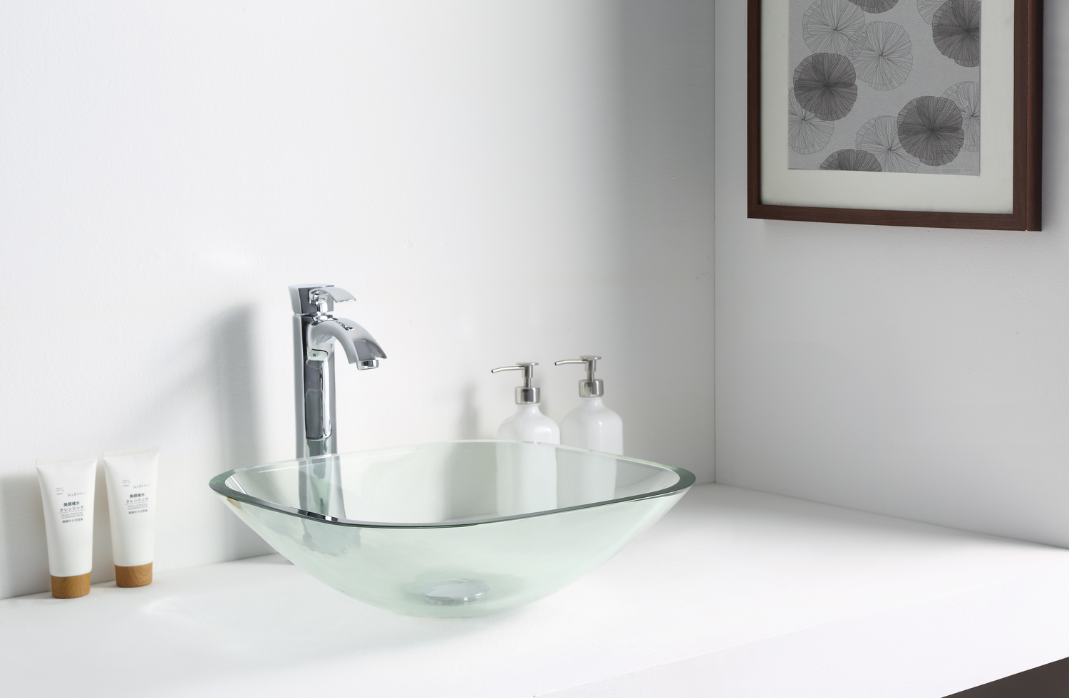 vanity basins and cabinets Anzzi BATHROOM - Sinks - Vessel - Tempered Glass Clear