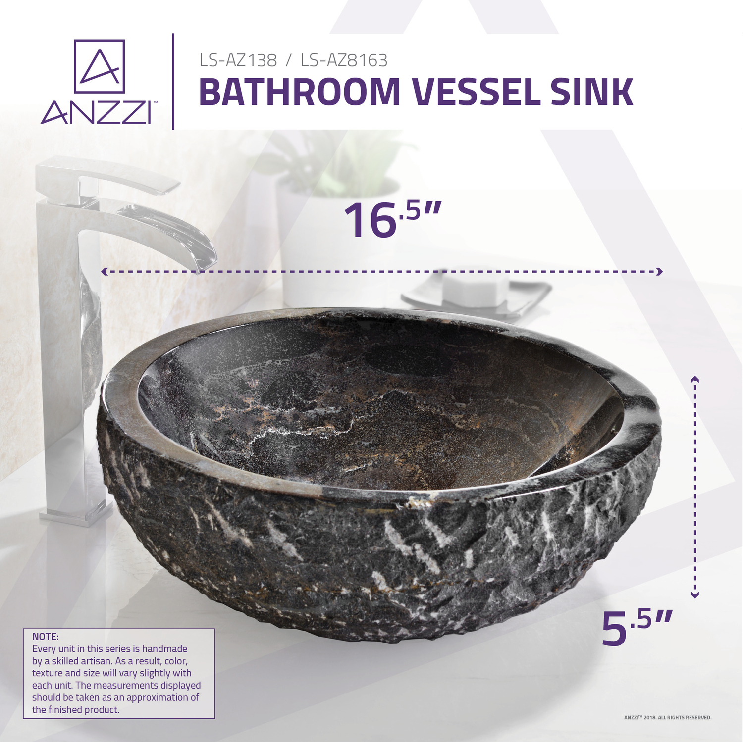 yellow basin Anzzi BATHROOM - Sinks - Vessel - Man Made Stone Blue