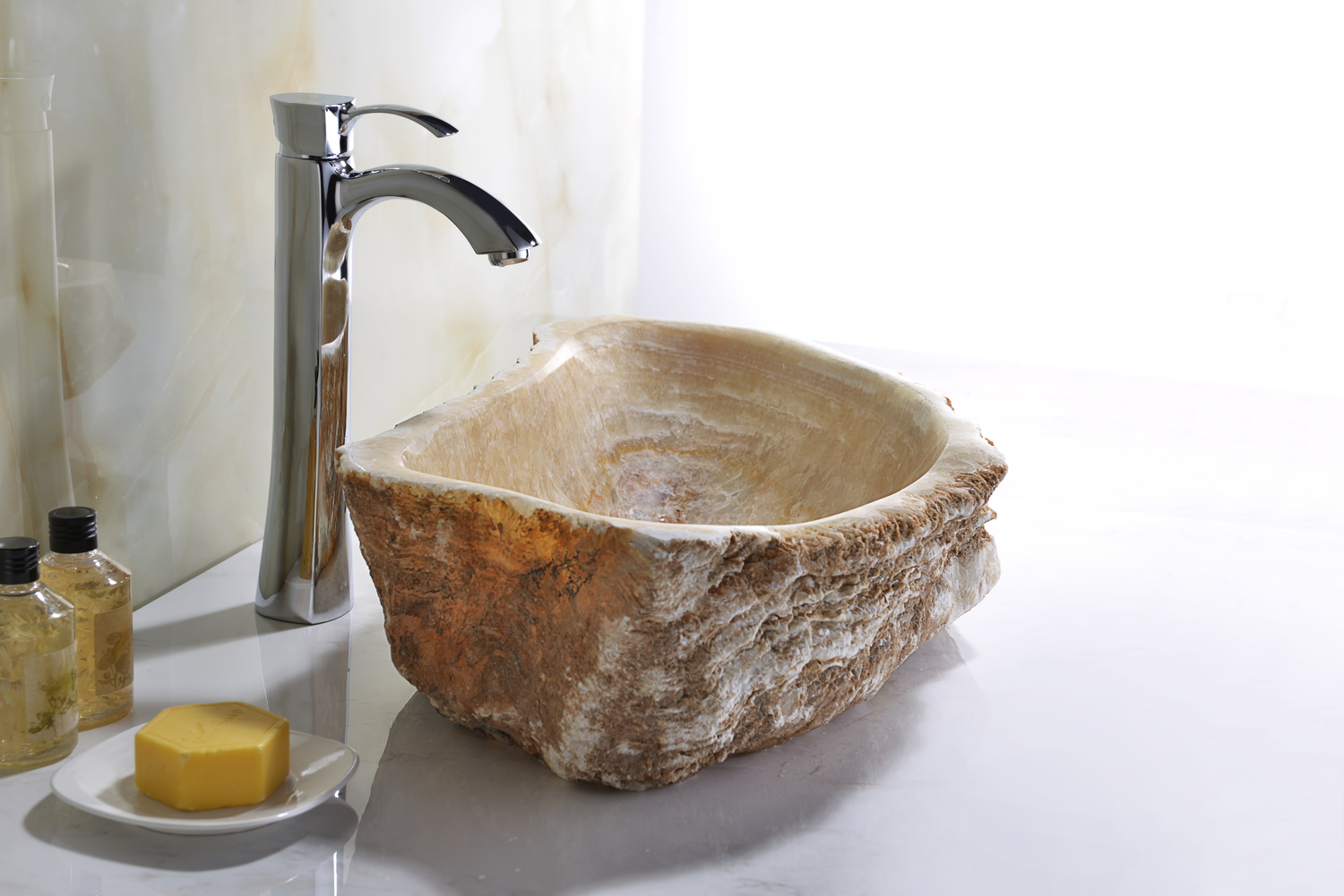 glass basin bowl Anzzi BATHROOM - Sinks - Vessel - Exotic Stone Tan