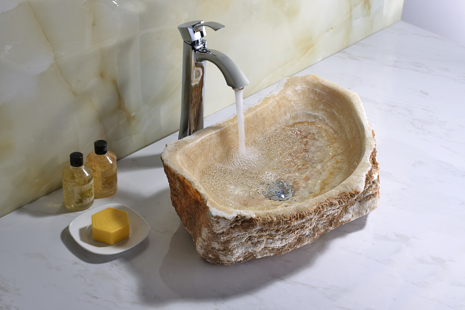 glass basin bowl Anzzi BATHROOM - Sinks - Vessel - Exotic Stone Tan