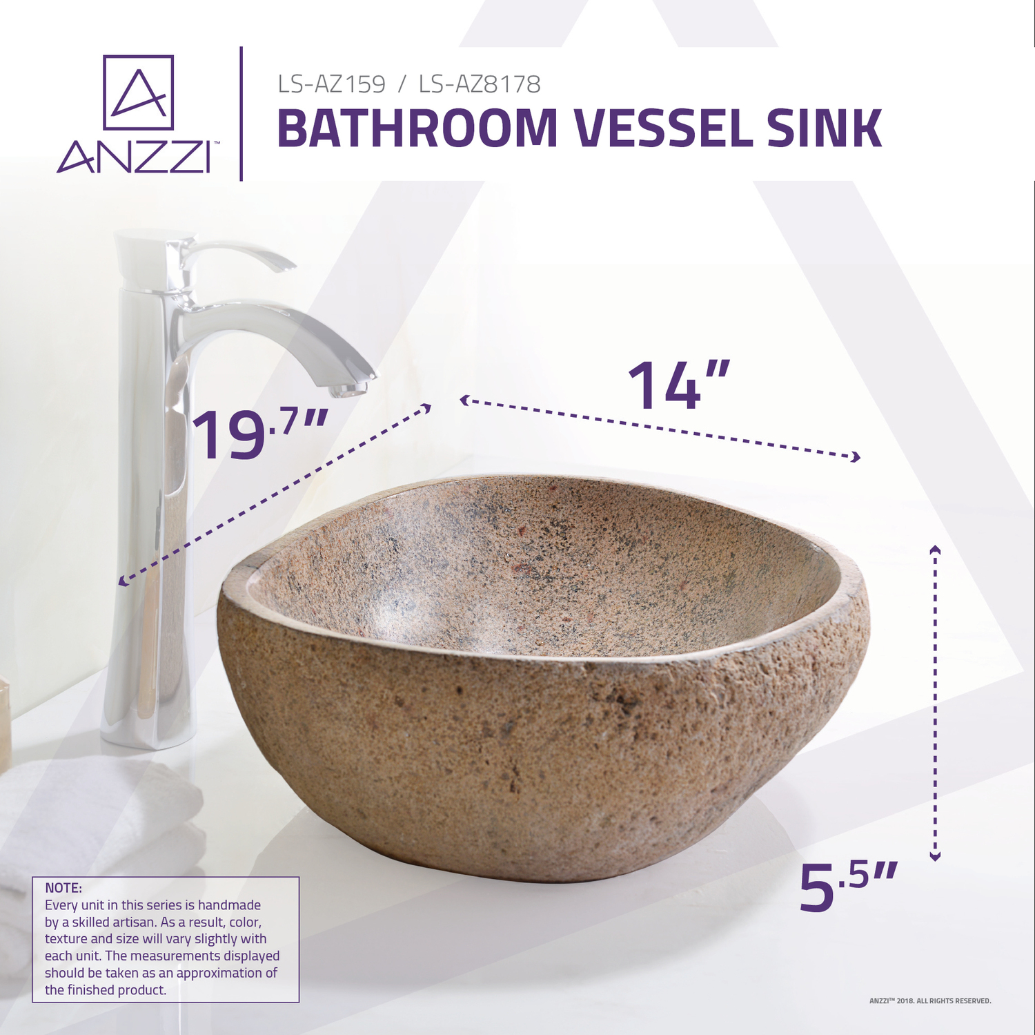 vanity s Anzzi BATHROOM - Sinks - Vessel - Man Made Stone Yellow