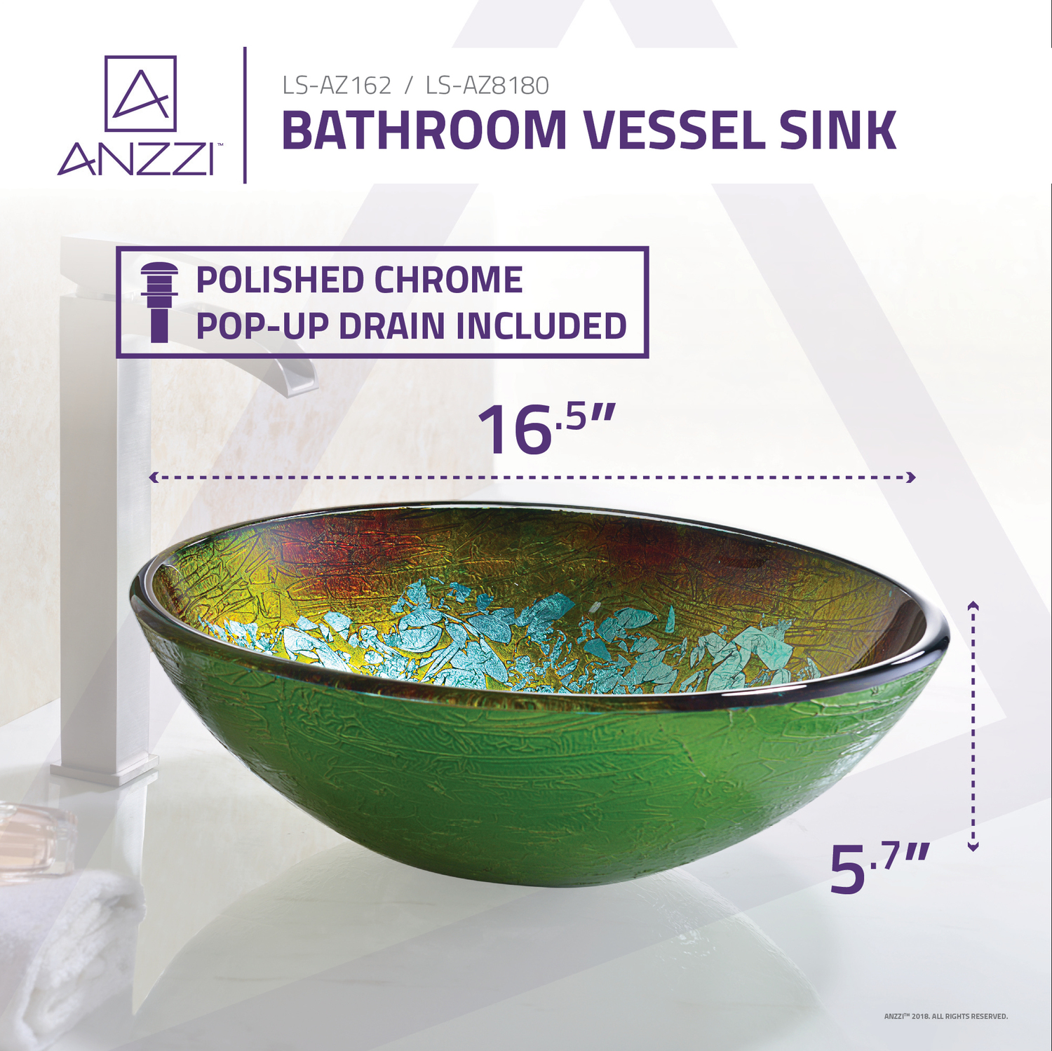 blue bathroom basin Anzzi BATHROOM - Sinks - Vessel - Tempered Glass Multi-Colored