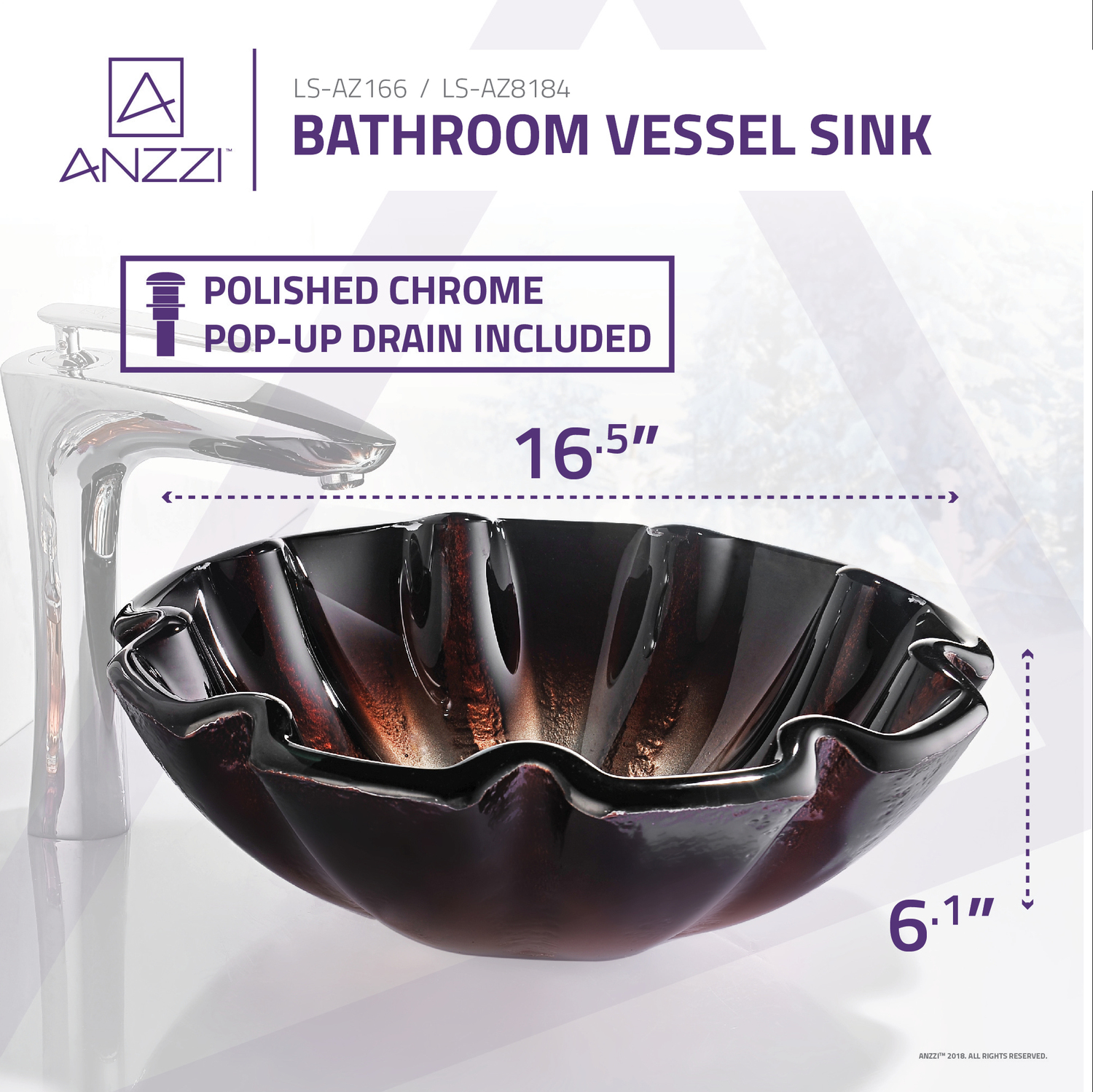vanity without countertop Anzzi BATHROOM - Sinks - Vessel - Tempered Glass Multi-Colored