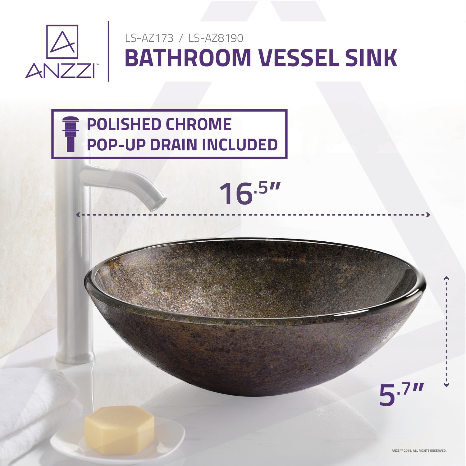 vessel sink faucet Anzzi BATHROOM - Sinks - Vessel - Tempered Glass Multi-Colored