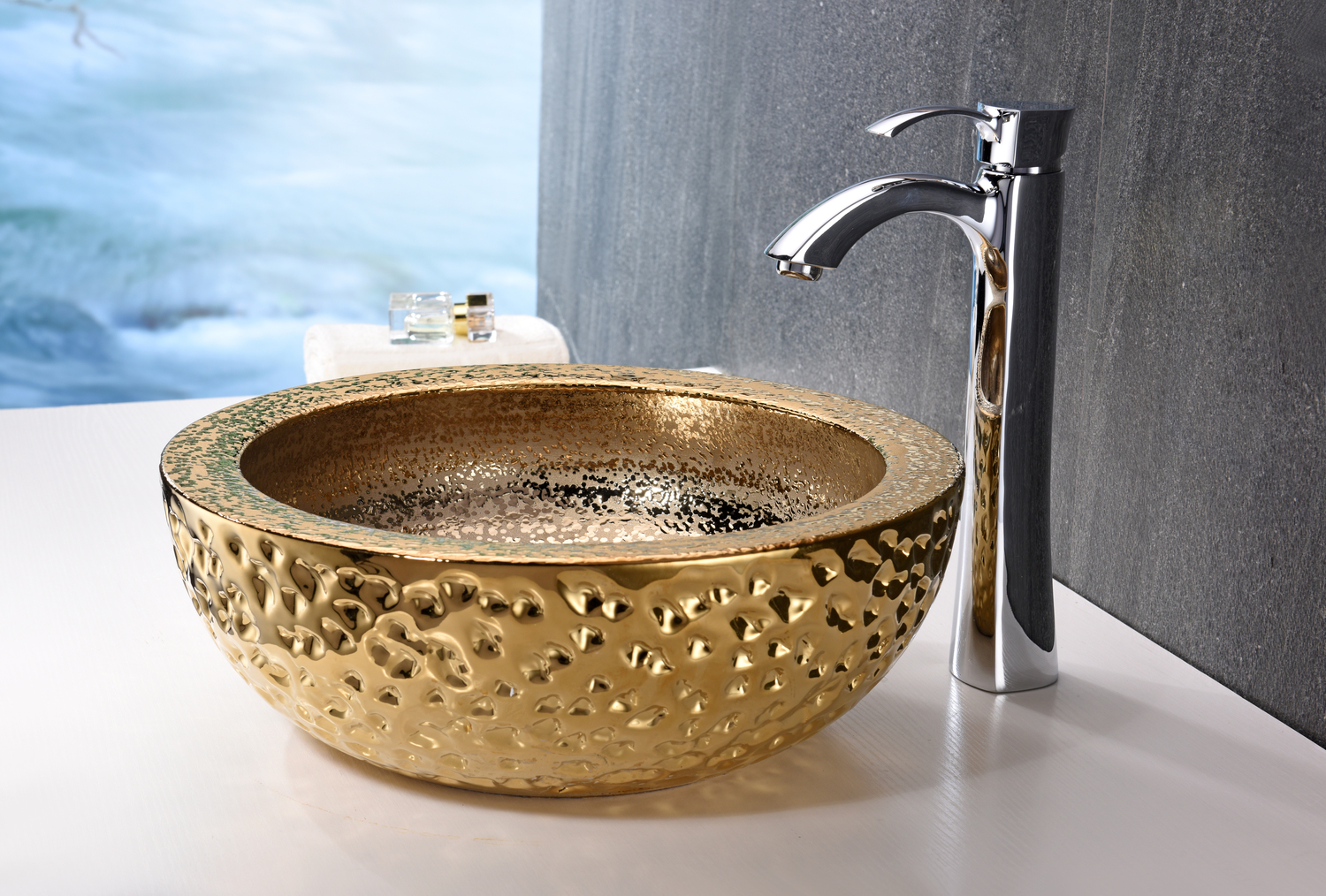unique bathroom vanity ideas Anzzi BATHROOM - Sinks - Vessel - Tempered Glass Gold