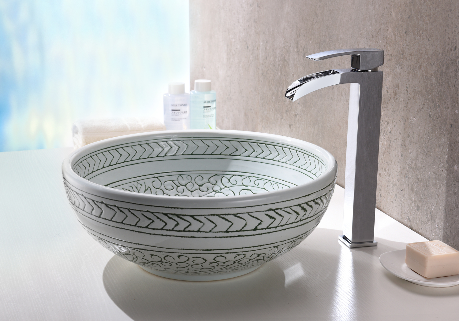 copper vanity sink bowl Anzzi BATHROOM - Sinks - Vessel - Tempered Glass White