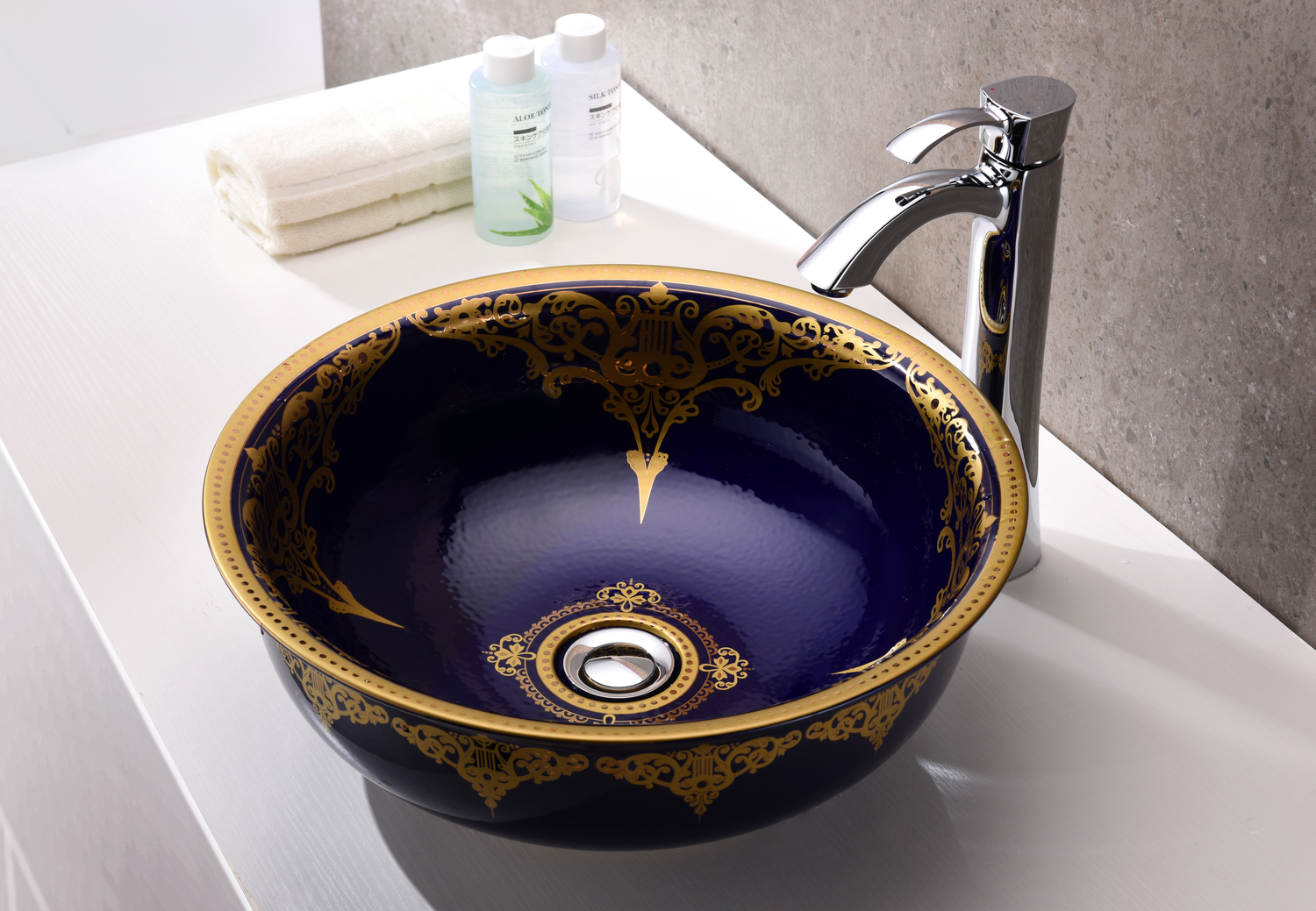 lavatory counter Anzzi BATHROOM - Sinks - Vessel - Tempered Glass Blue