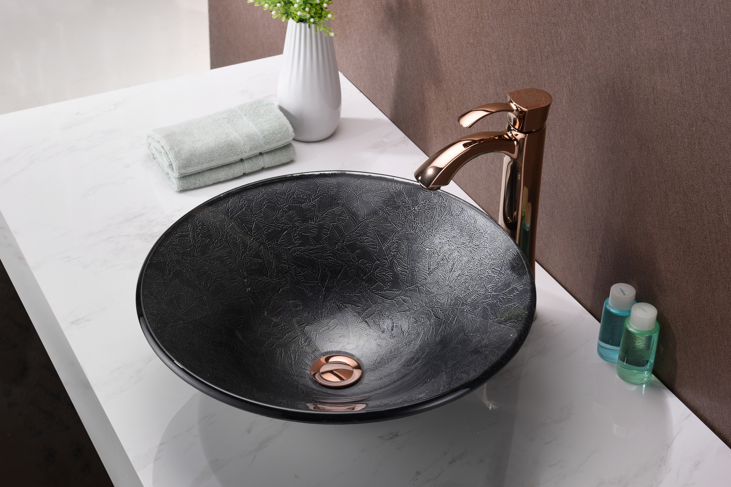trough sink vanity Anzzi BATHROOM - Sinks - Vessel - Tempered Glass Gray