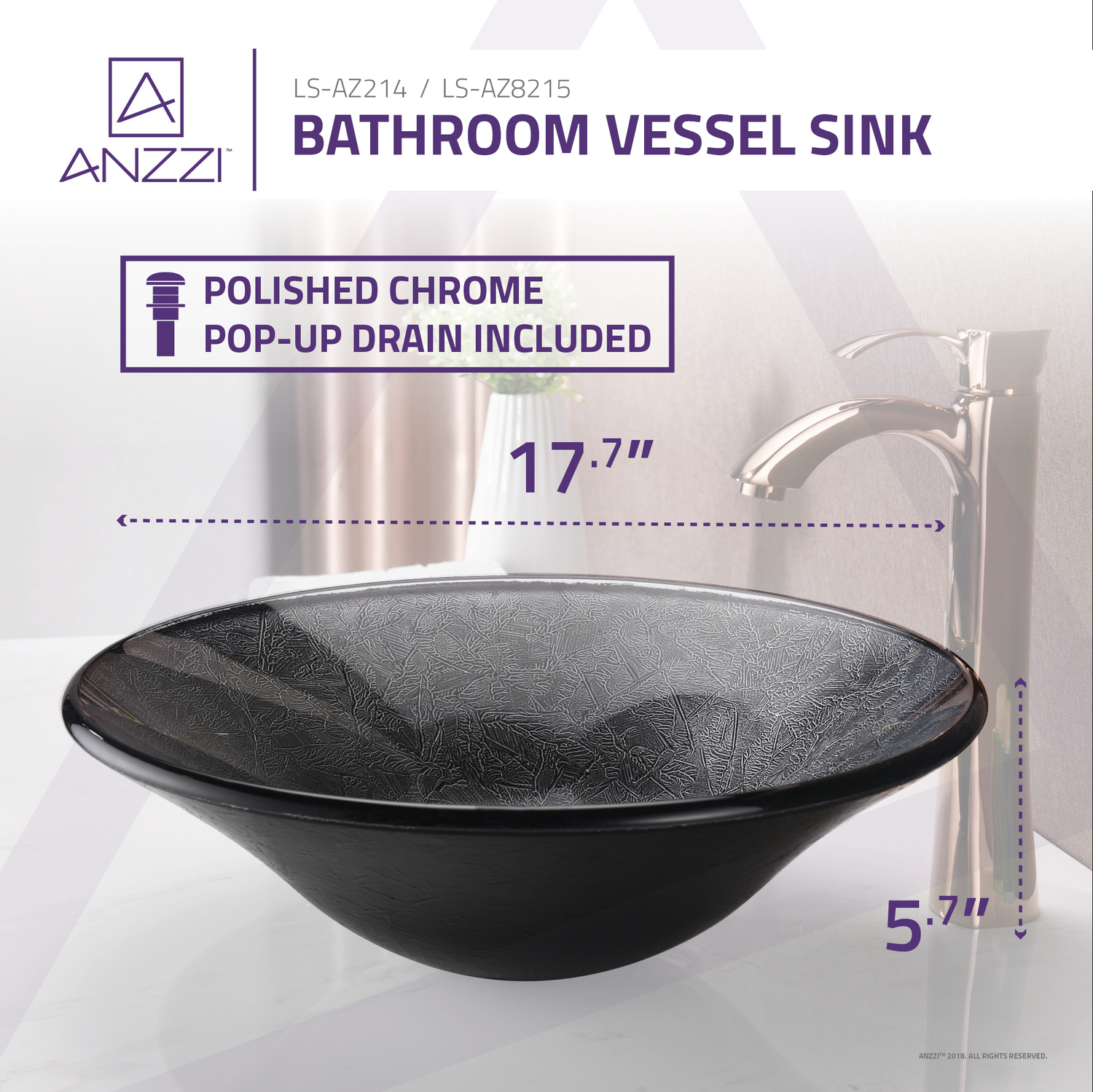 trough sink vanity Anzzi BATHROOM - Sinks - Vessel - Tempered Glass Gray