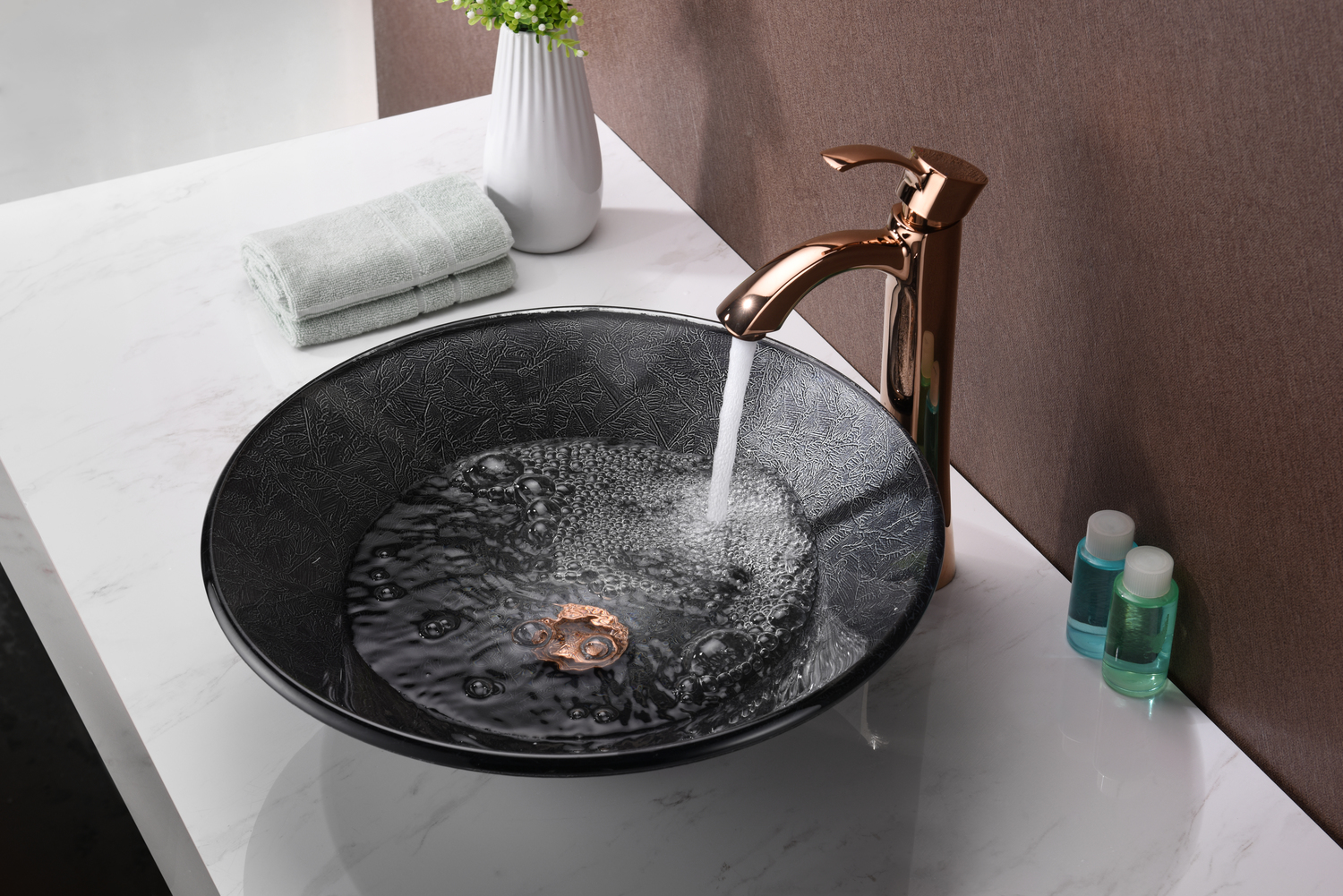 black undermount vanity sink Anzzi BATHROOM - Sinks - Vessel - Tempered Glass Gray